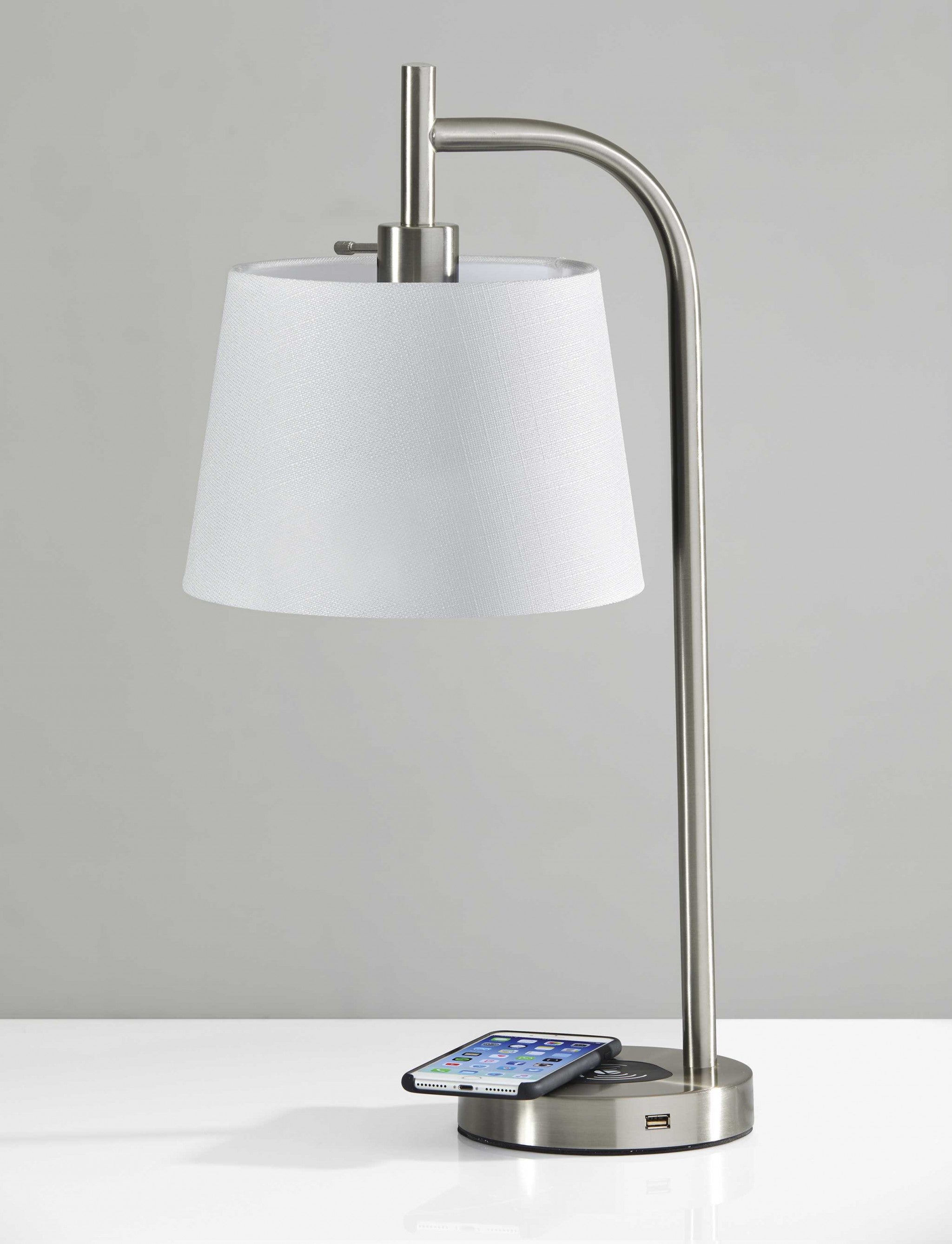 10" X 12" X 25" Brushed Steel Metal Table Lamp