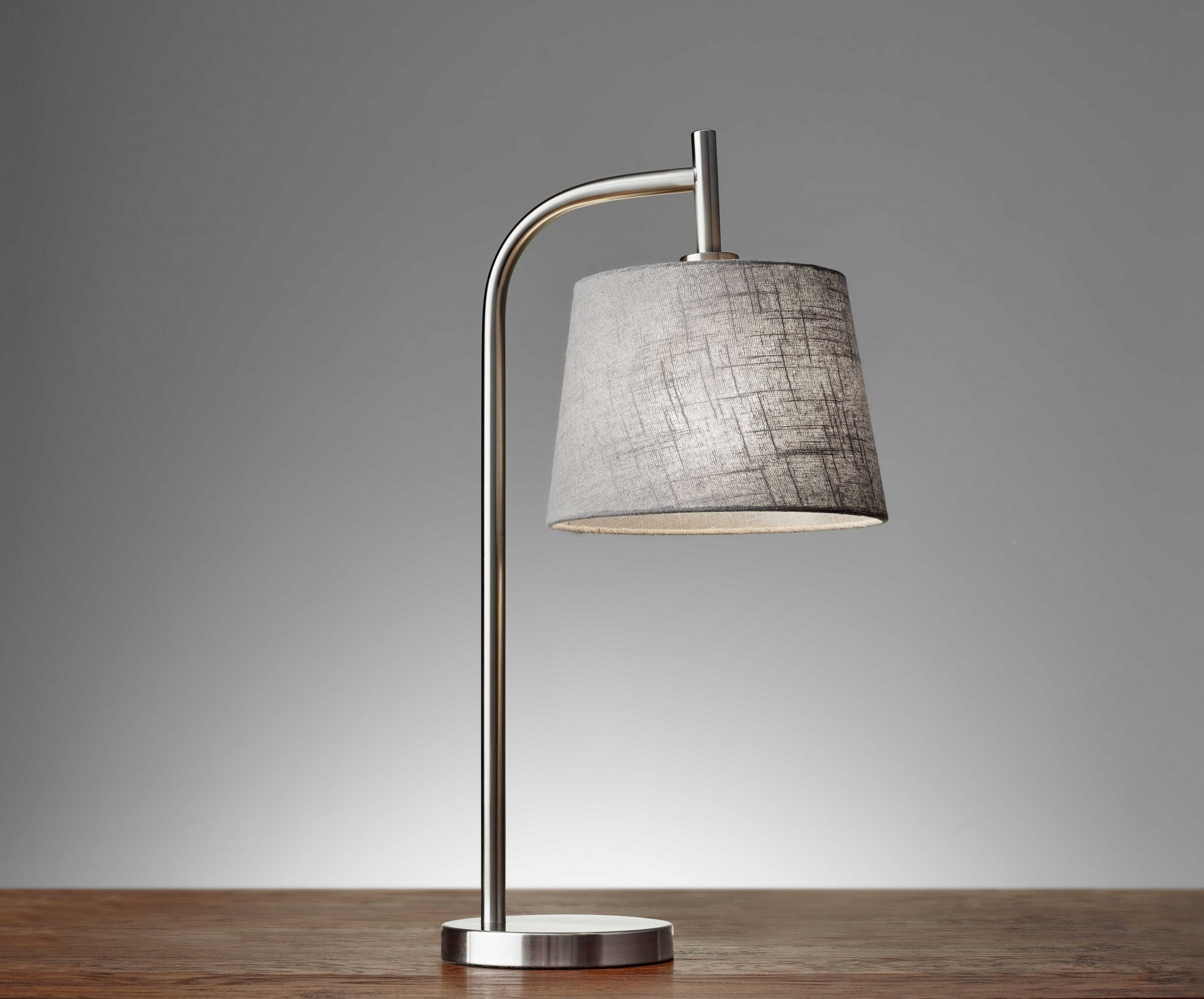 10" X 12"  X 25" Brushed Steel Metal Table Lamp