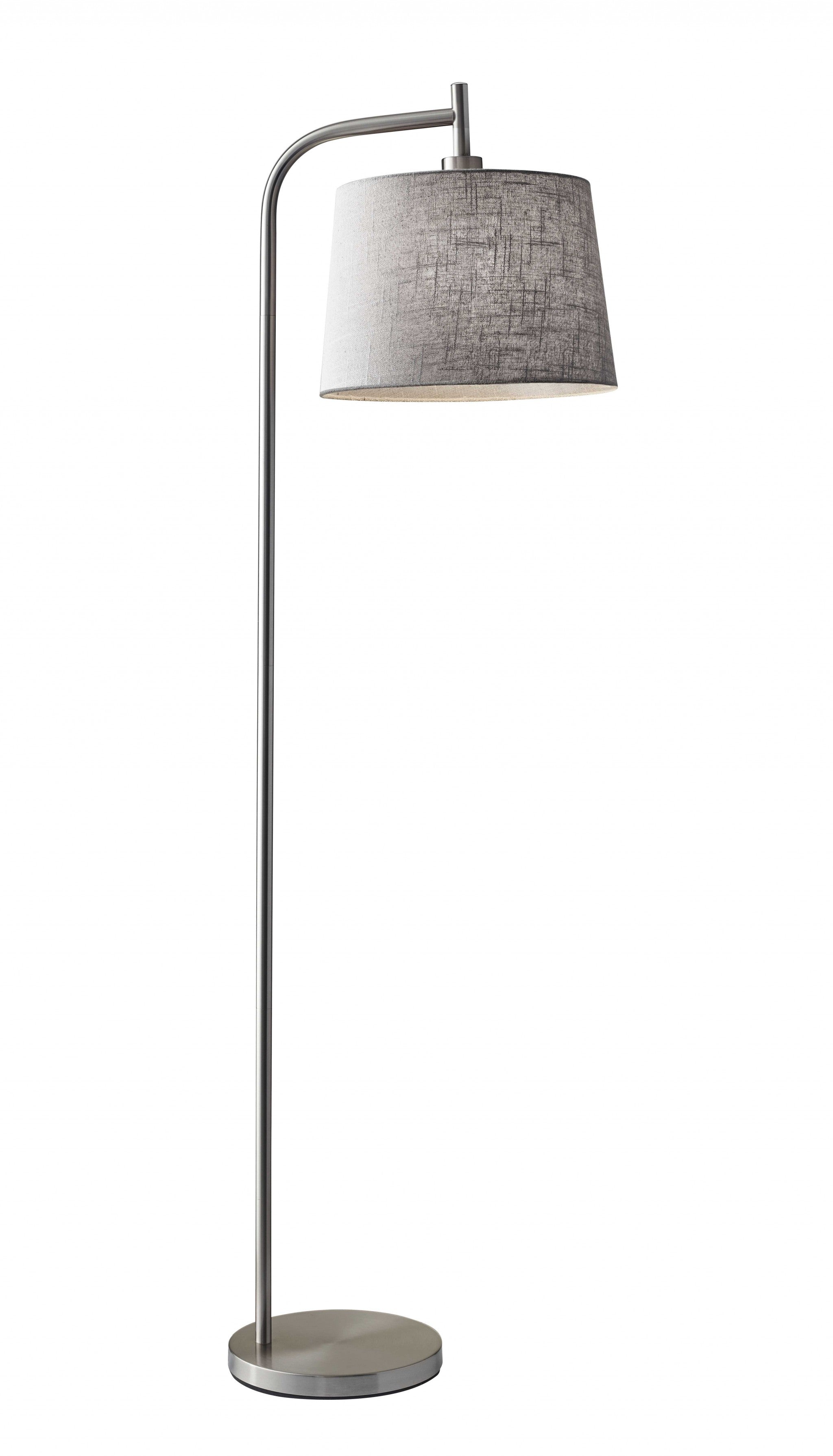 13" X 18"  X 58" Brushed Steel Metal Floor Lamp