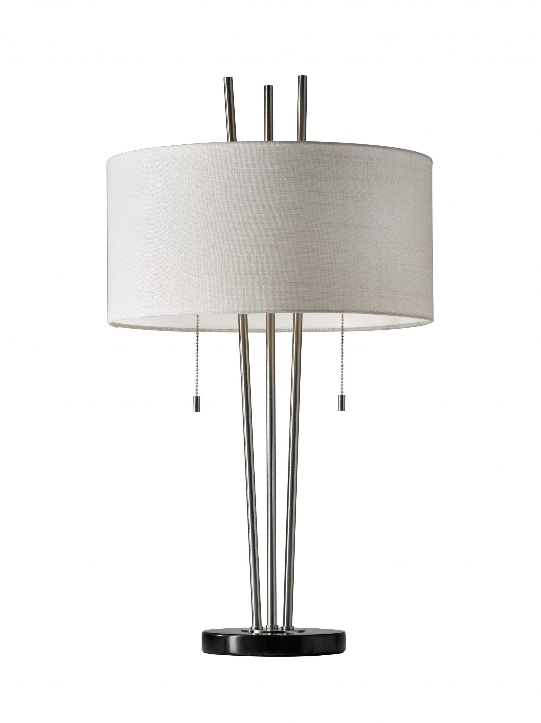 16" X 16" X 28" Brushed Steel Metal Table Lamp