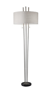 22" X 22" X 71" Brushed Steel Metal Floor Lamp