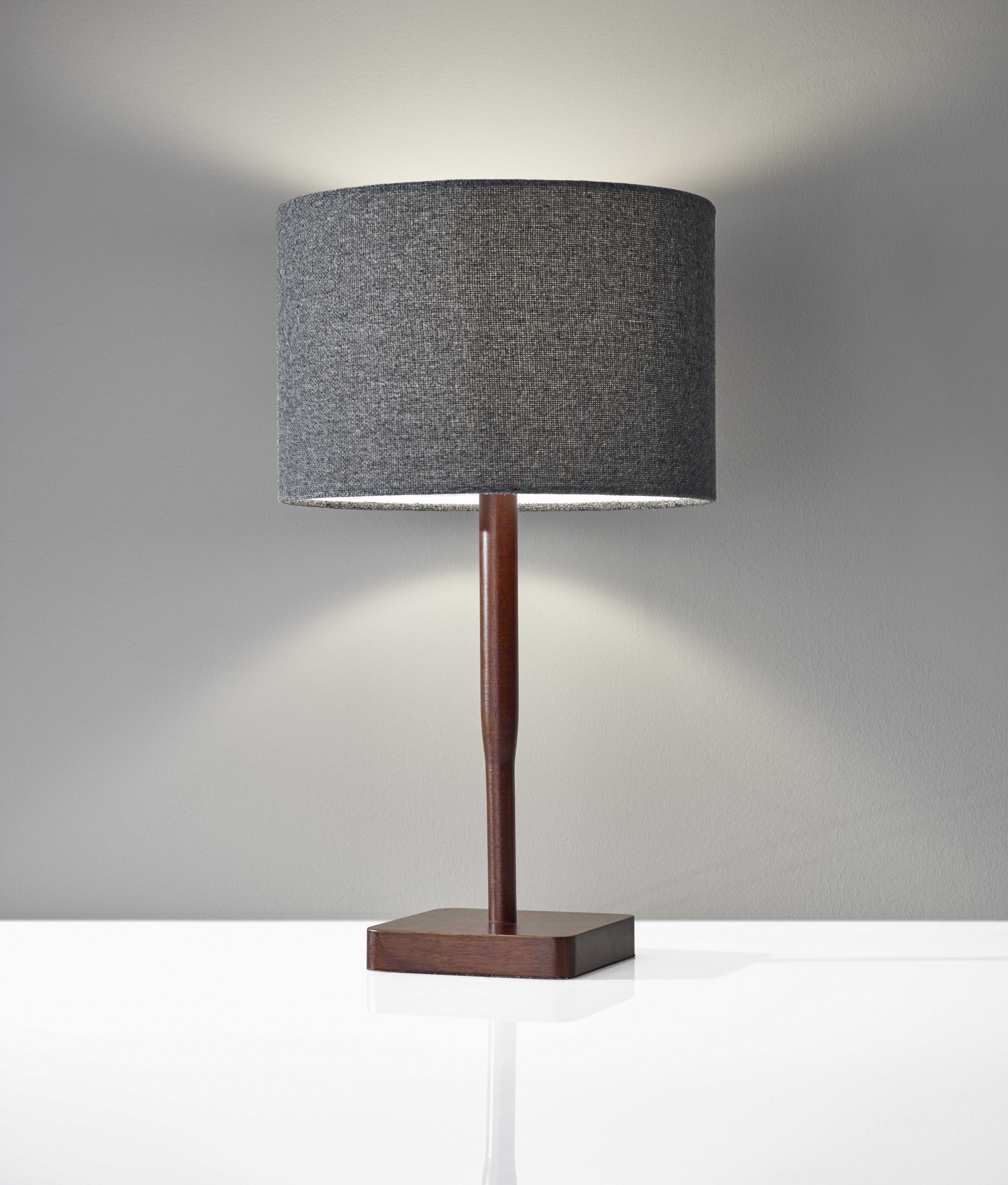 8" X 8" X 21" Walnut Wood Table Lamp