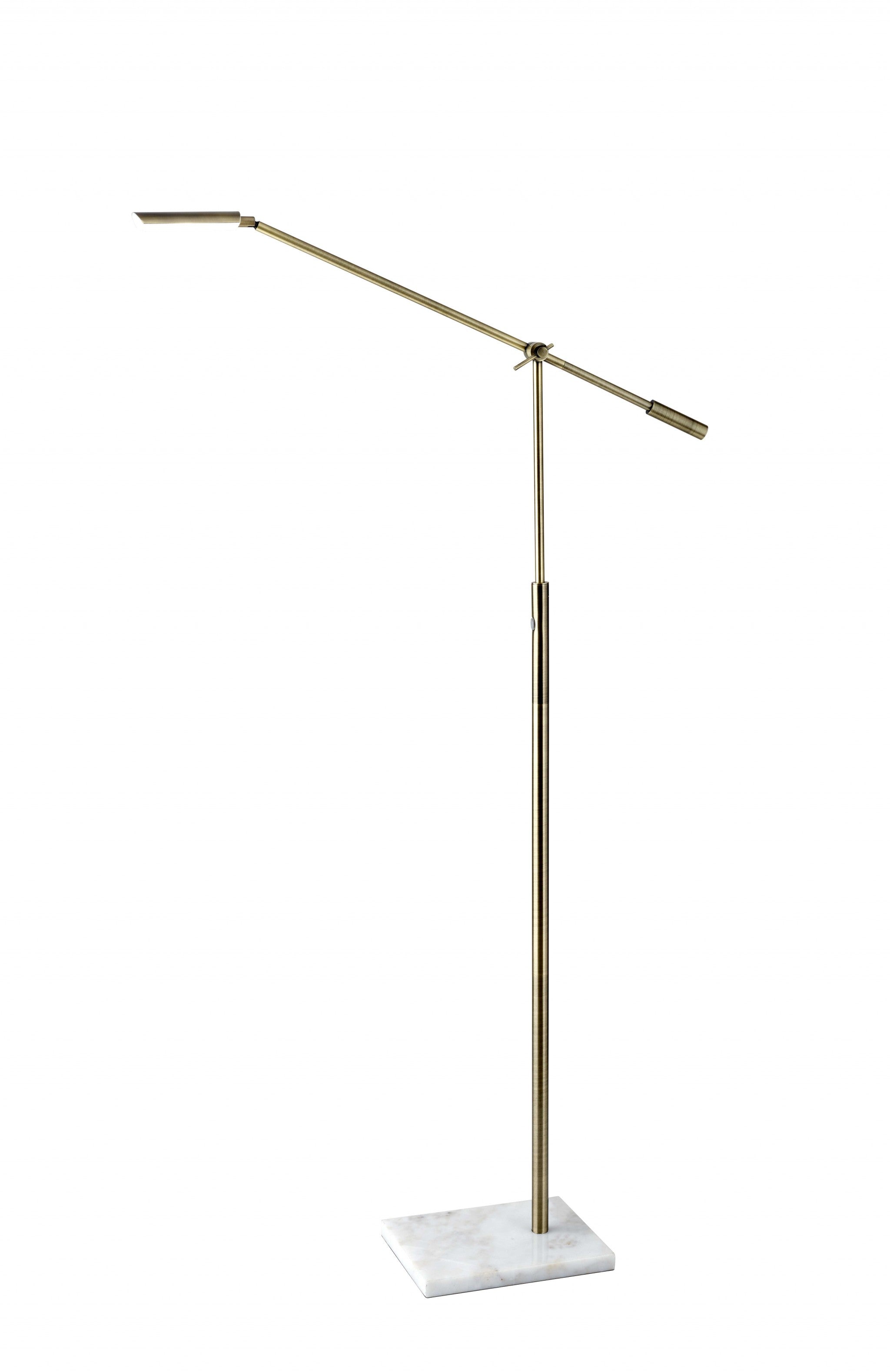 8" X 30"  X 46.5" - 61" Brass Metal LED Floor Lamp