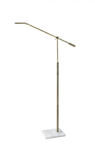 8" X 30"  X 46.5" - 61" Brass Metal LED Floor Lamp