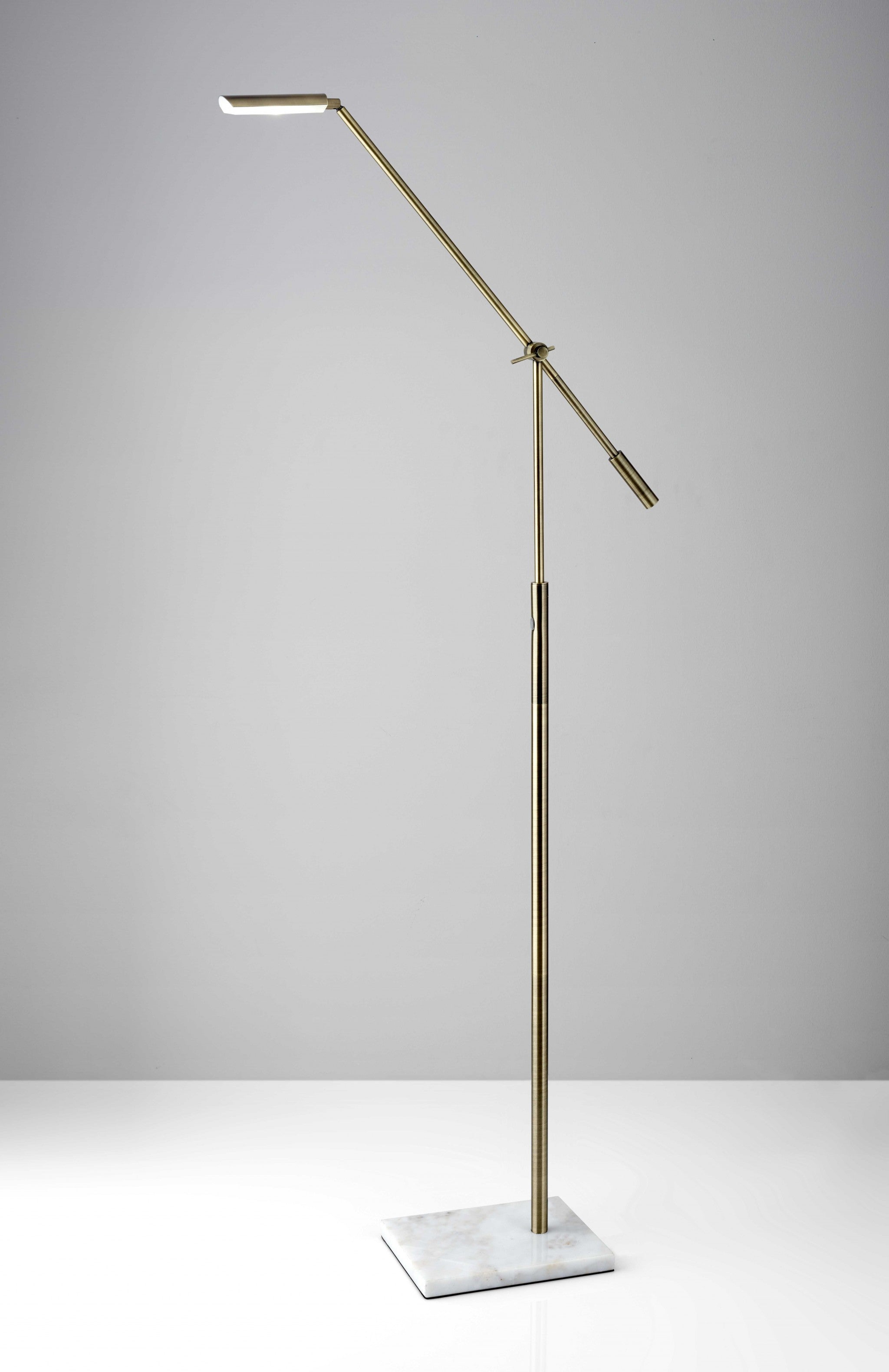 8" X 30"  X 46.5" - 61" Brass Metal LED Floor Lamp