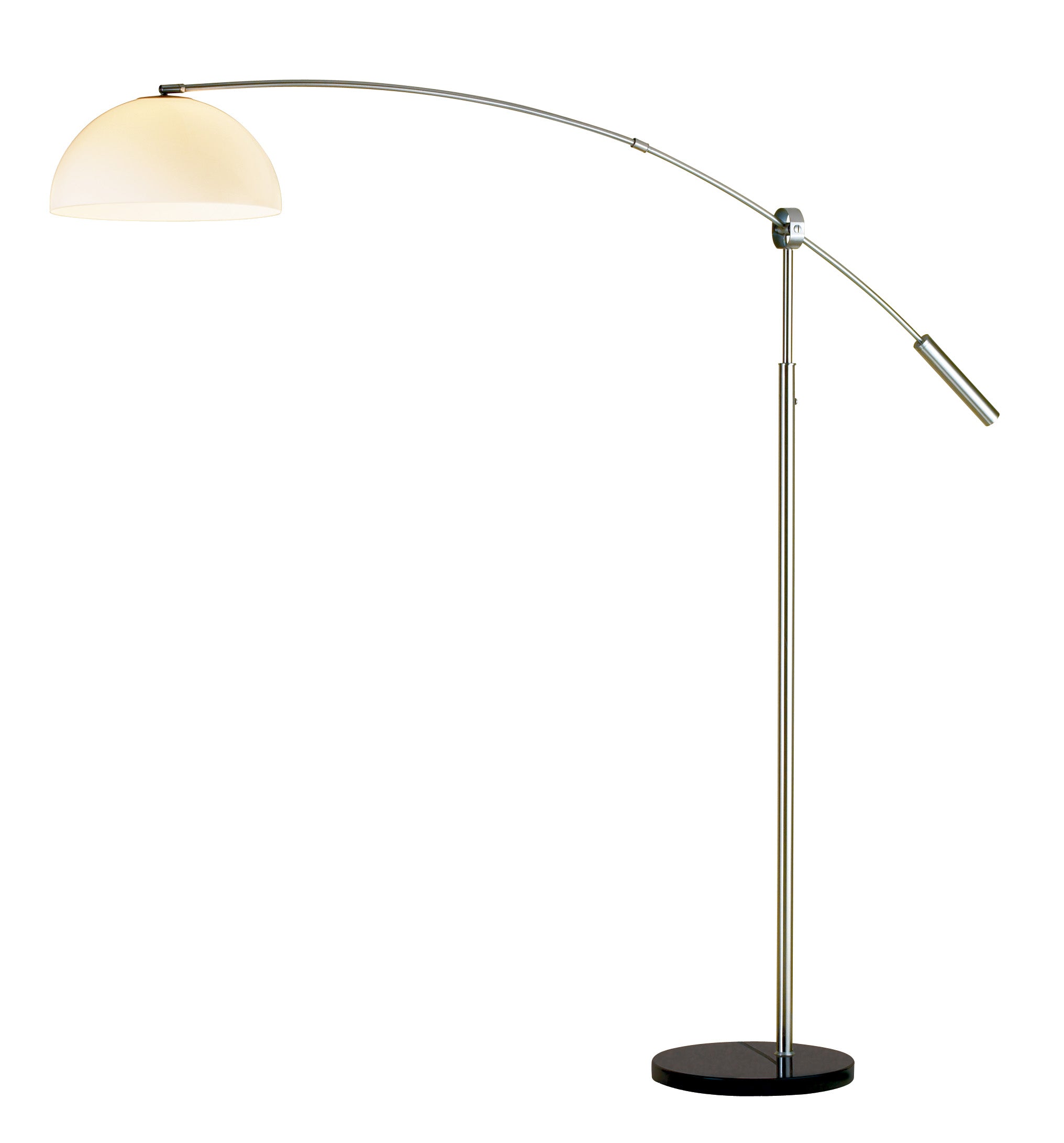 15" X 75" X 64" - 90" Brushed steel Metal Arc Lamp