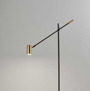 6.5" X 22.5-30.5" X 58" - 63" Black Metal LED Floor Lamp