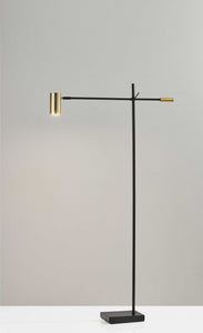 6.5" X 22.5-30.5" X 58" - 63" Black Metal LED Floor Lamp