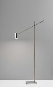 6.5" X 22.5- 30.5" X 58"- 63" Brushed Steel Metal LED Floor Lamp