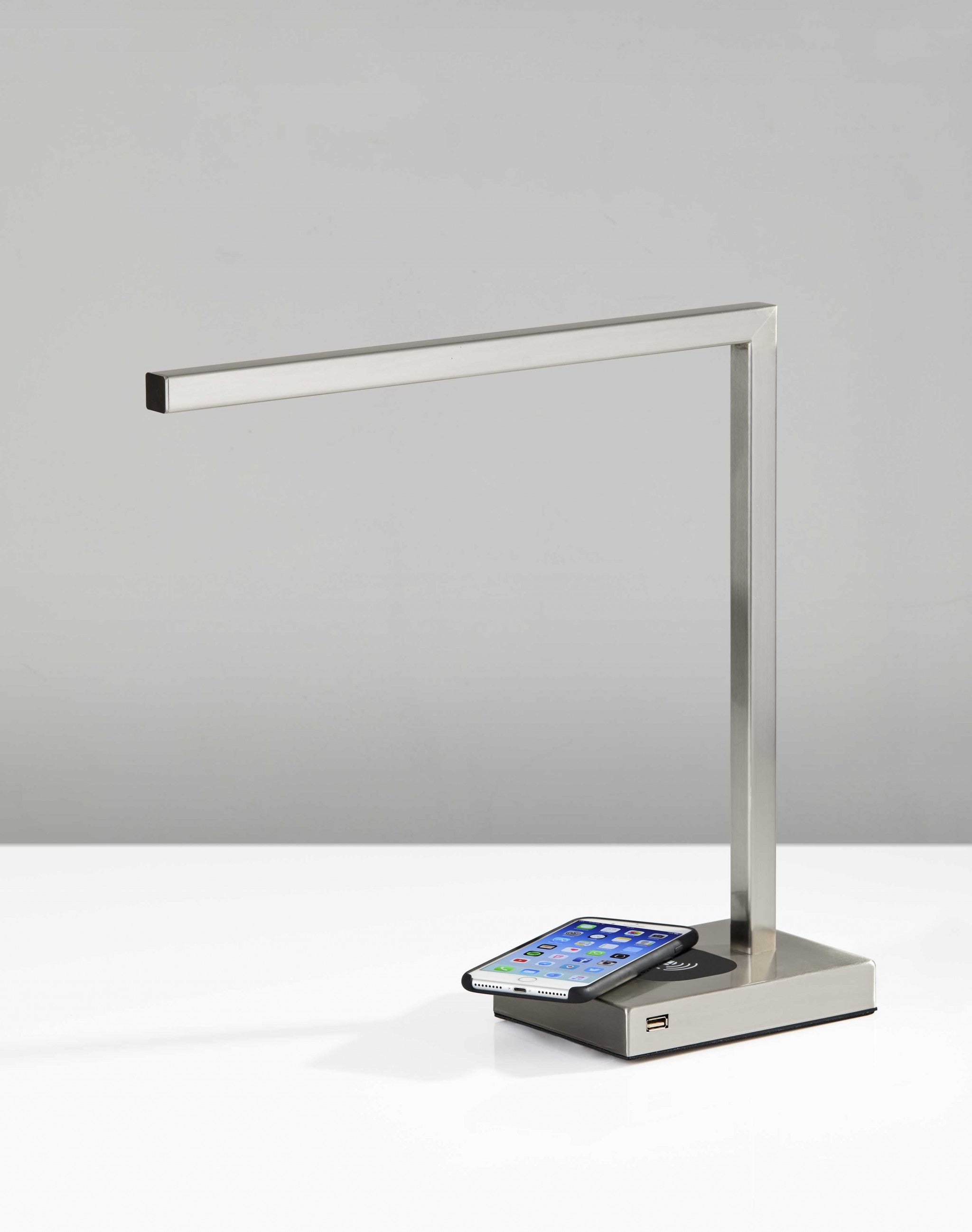 5" X 16.5" X 16" Brushed Steel Metal LED Desk