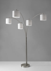 44"  X 42"  X 82" Brushed steel Metal 5-Arm Arc Lamp