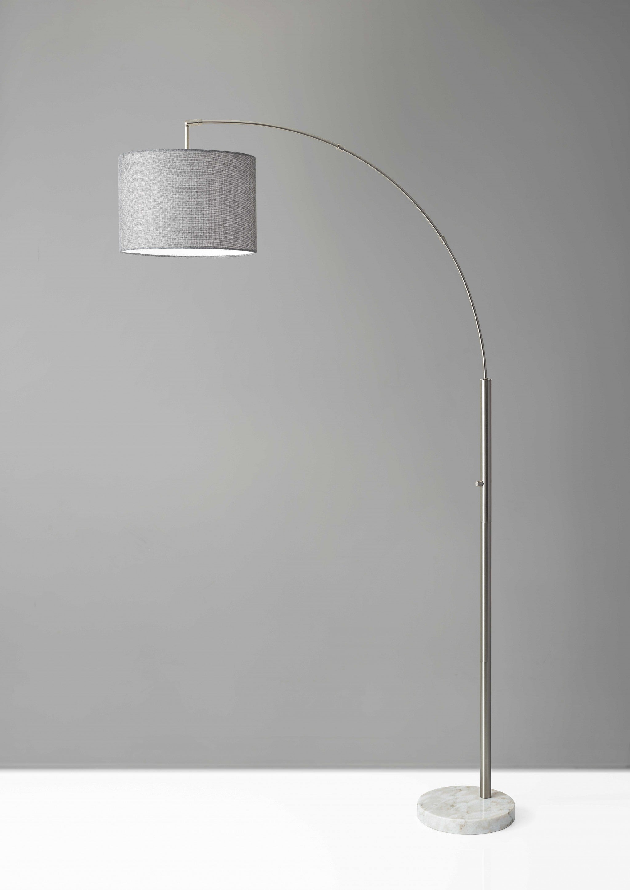 11" X 48" X 73.5"  Brushed Steel Metal Arc Lamp