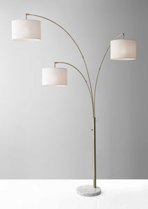 35" X 52" X 74" Brass Metal 3-Arm Arc Lamp