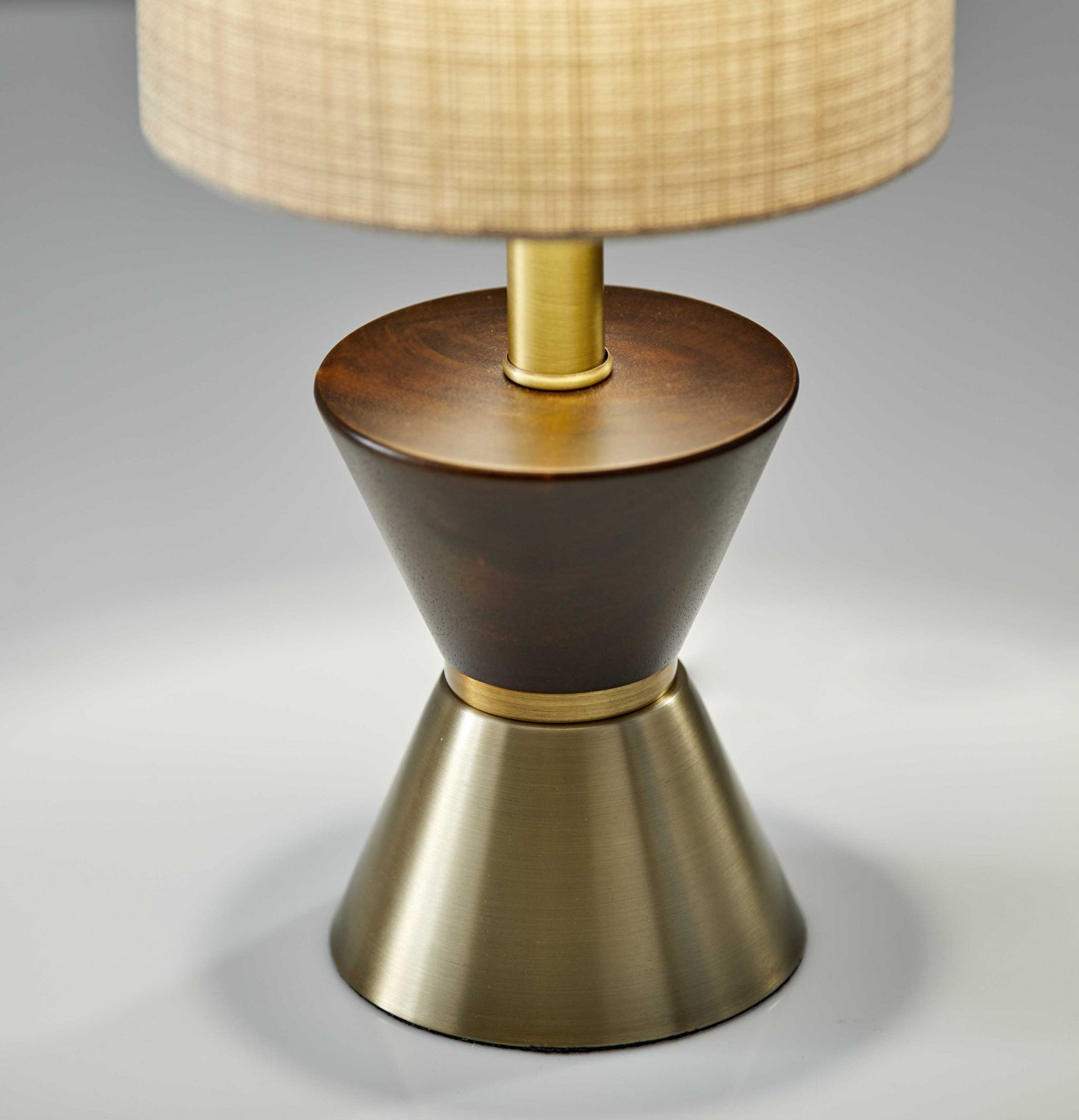 8" X 8" X 23" Brass Wood Metal Table Lamp