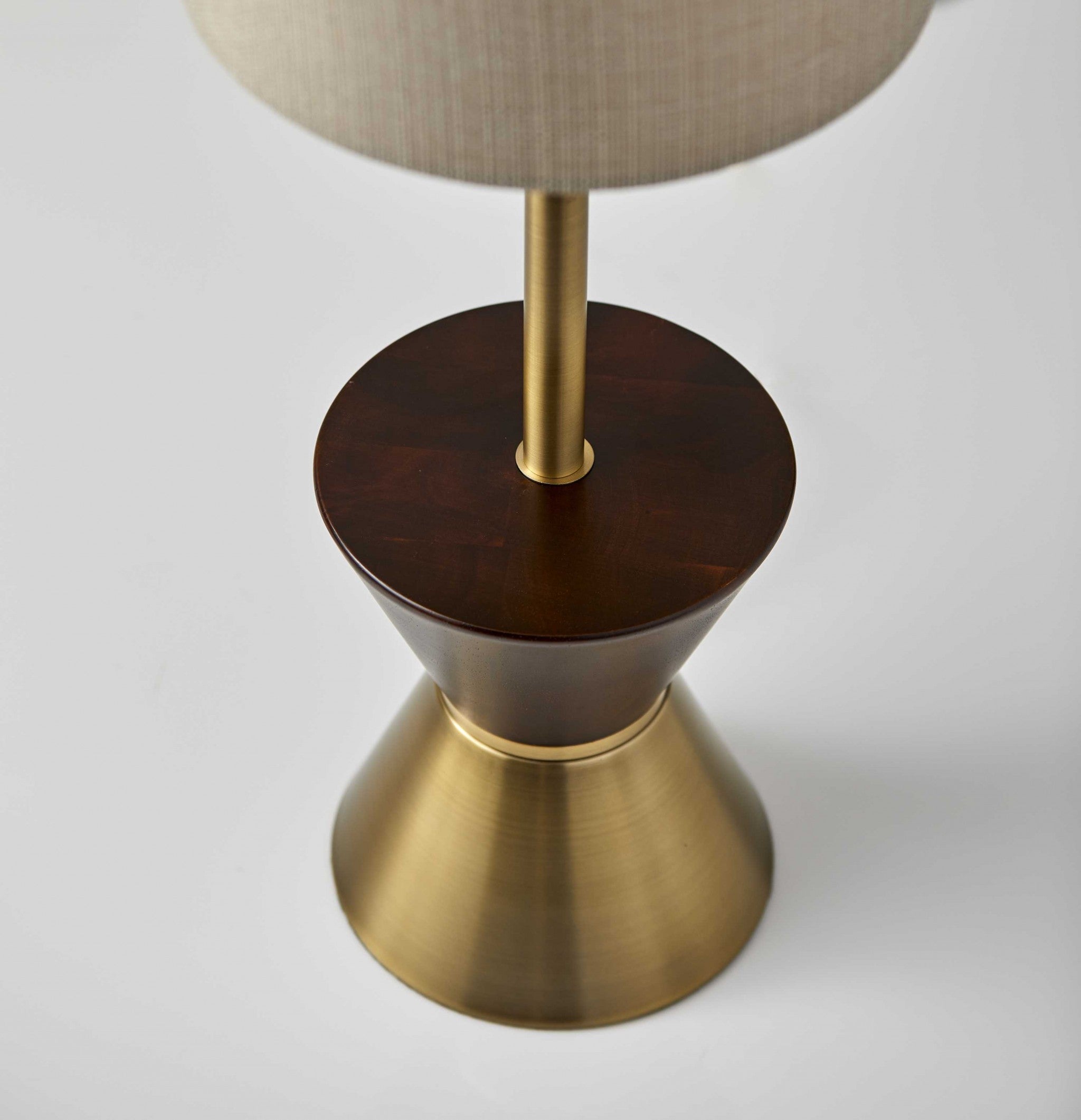8" X 8" X 23" Brass Wood Metal Table Lamp