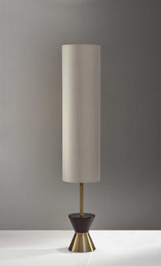 11" X 11" X 59" Brass Wood Shade Floor Lantern