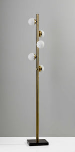 10" X 10" X 65" Brass Metal LED Tree Lamp