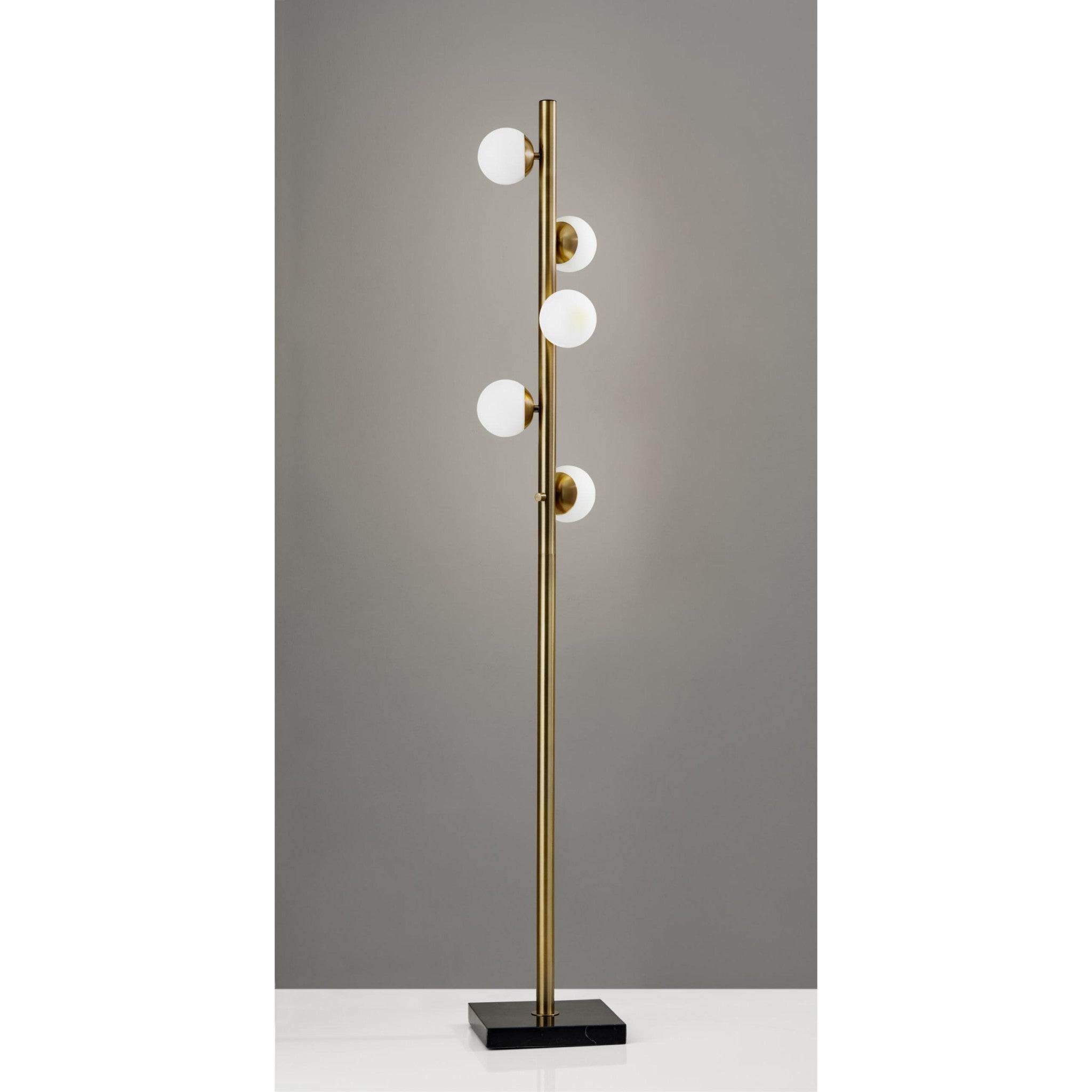 Swirled Sphere Brass Metal LED Floor Lamp