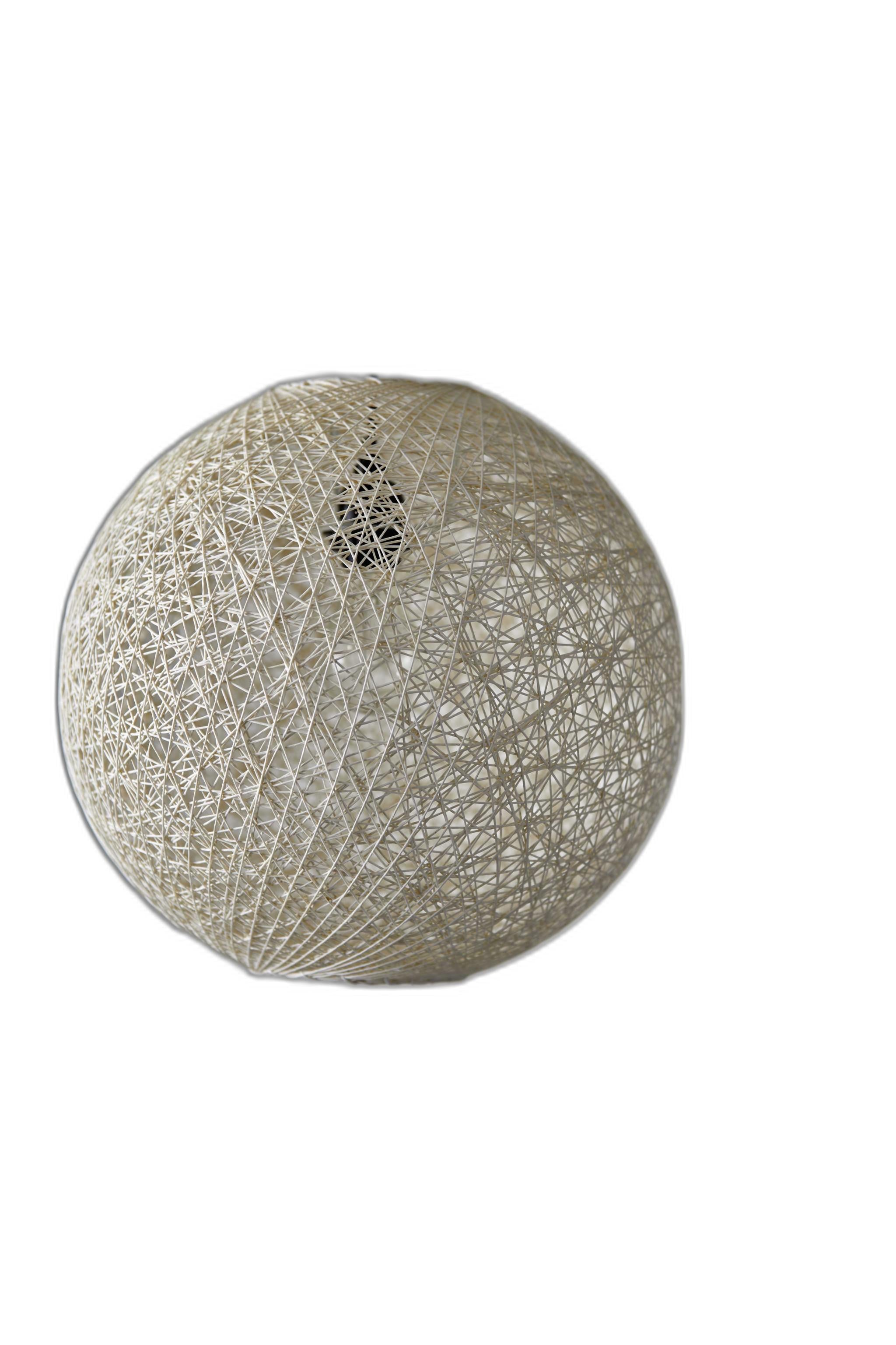 Floor Lamp with Bronze Metal Arc and Groovy Rattan String Ball Shade