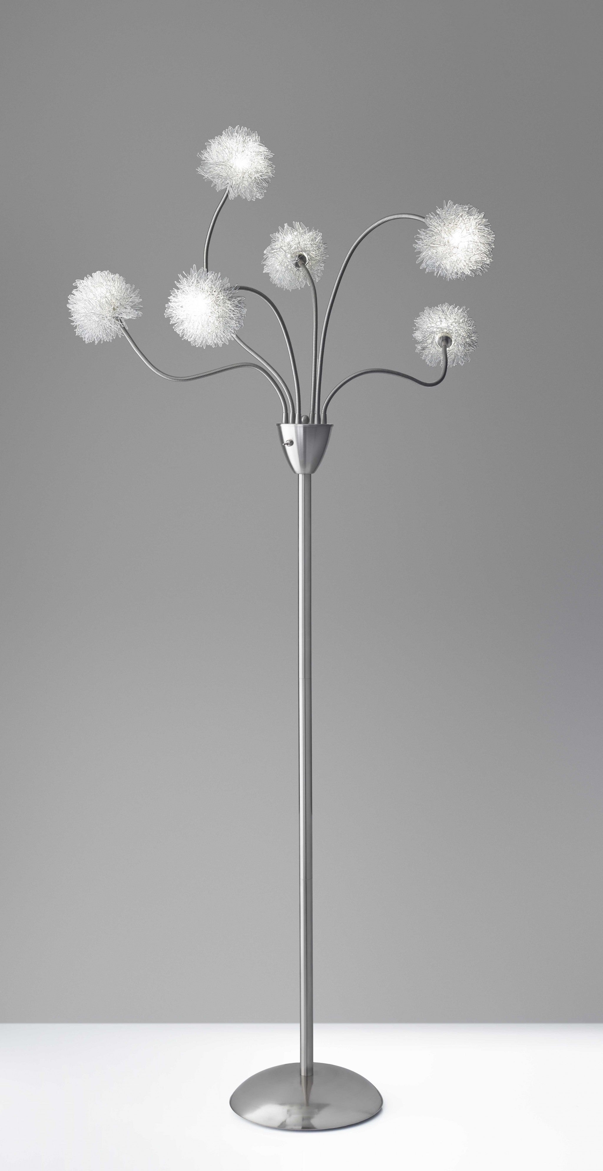 15.5" X 15.5" X 68" Brushed steel Metal Pom LED Floor Lamp
