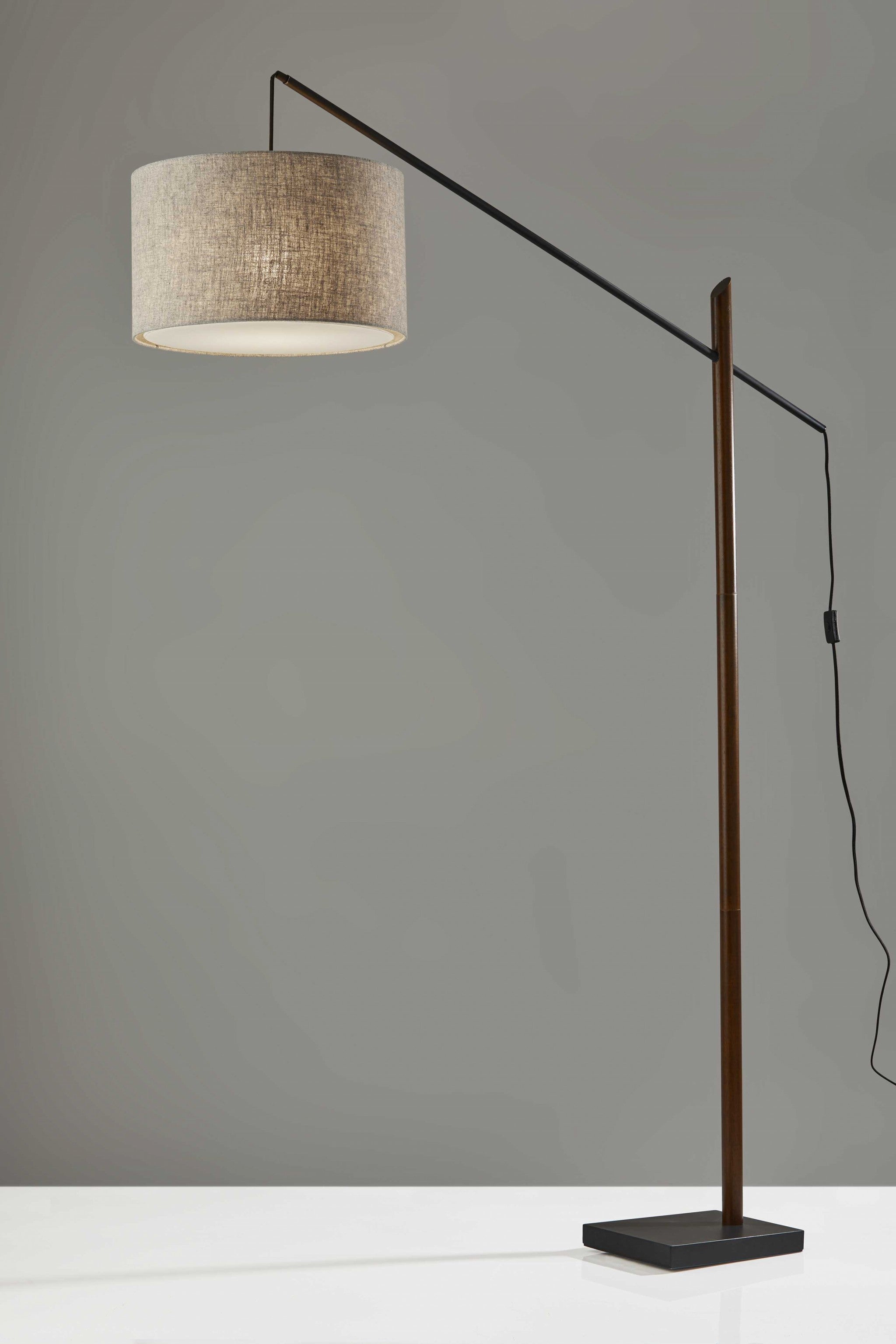 17" X 56"  X 76.5"  Black Wood Metal Arc Lamp