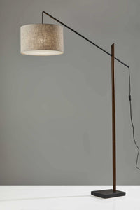 17" X 56"  X 76.5"  Black Wood Metal Arc Lamp