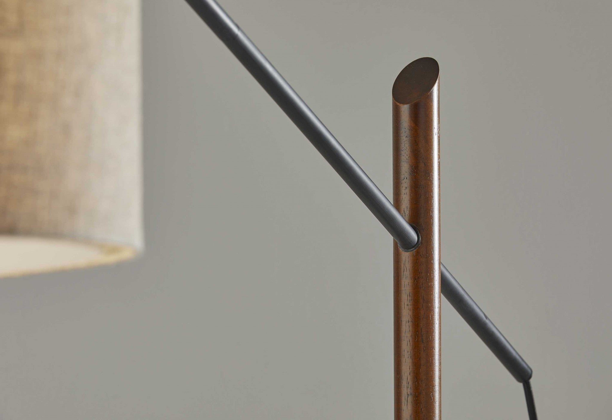 17" X 56"  X 76.5"  Black Wood Metal Arc Lamp