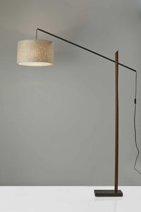 17" X 56"  X 76.5"  Black Wood Metal Arc Lamp