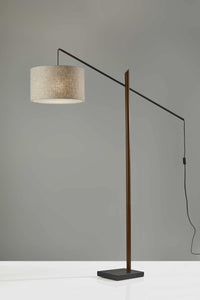 17" X 56"  X 76.5"  Black Wood Metal Arc Lamp