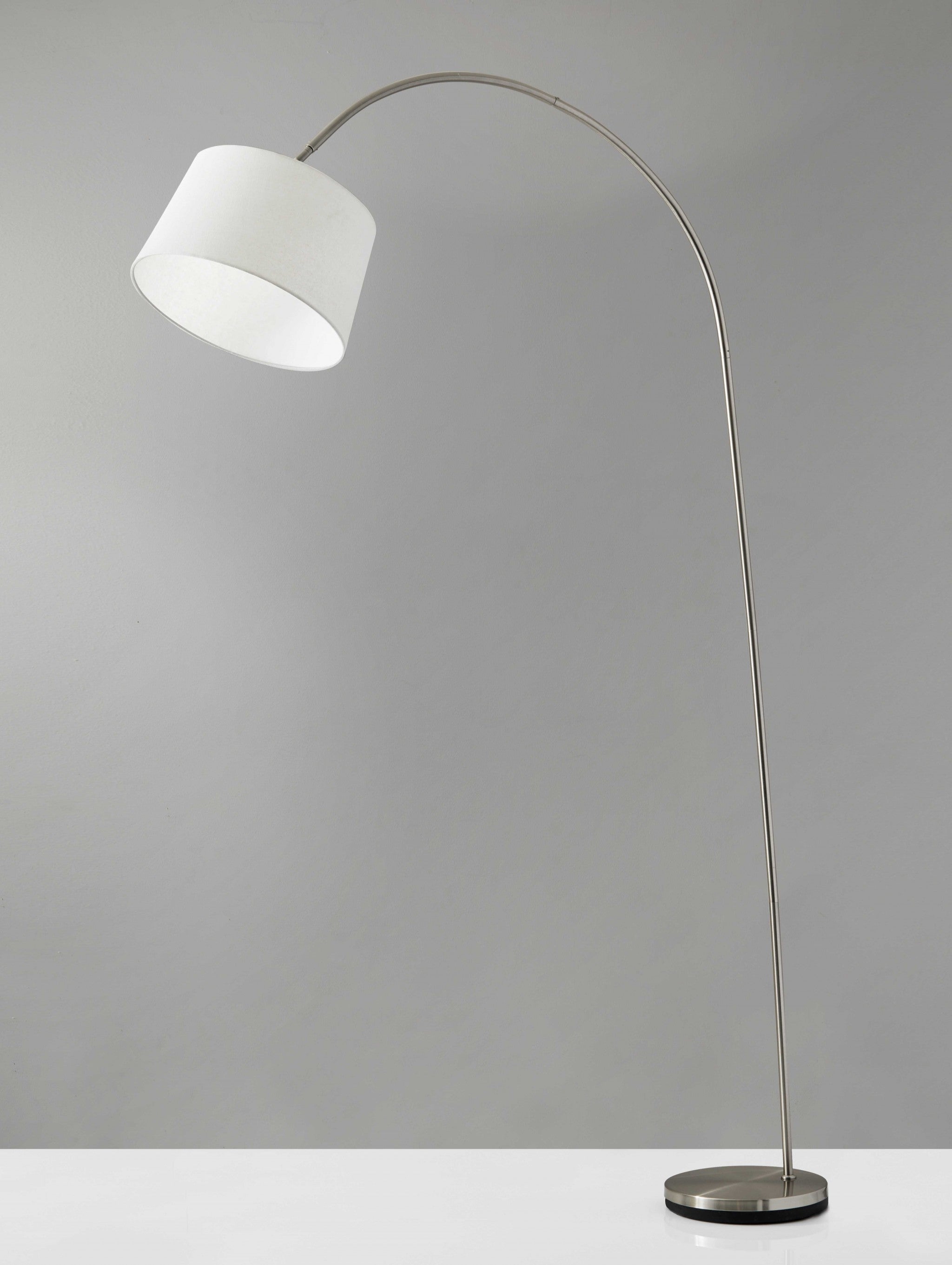 12.5" X 53.5- 60" X 83" Brushed steel Metal Arc Lamp