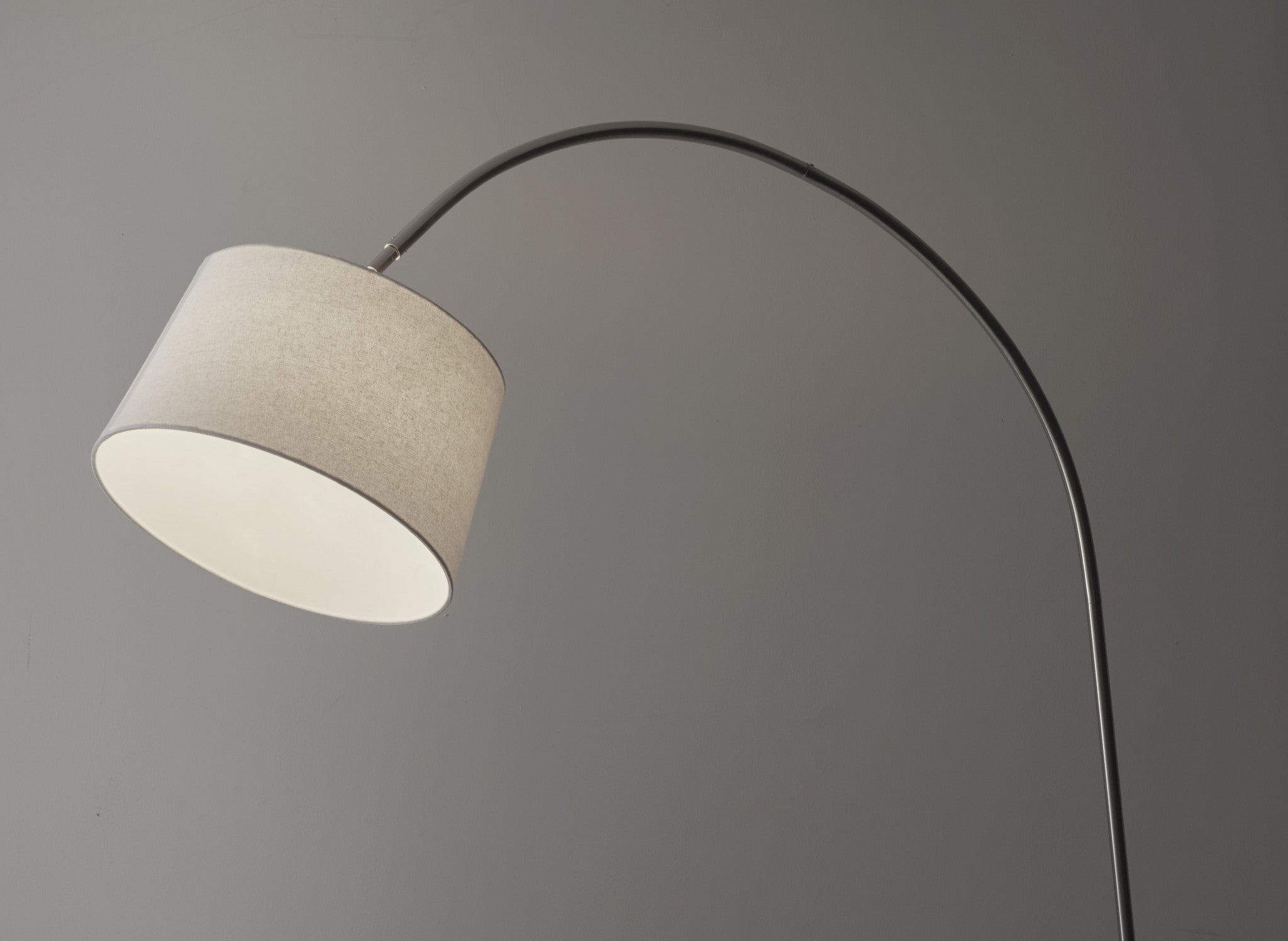 12.5" X 53.5- 60" X 83" Brushed steel Metal Arc Lamp
