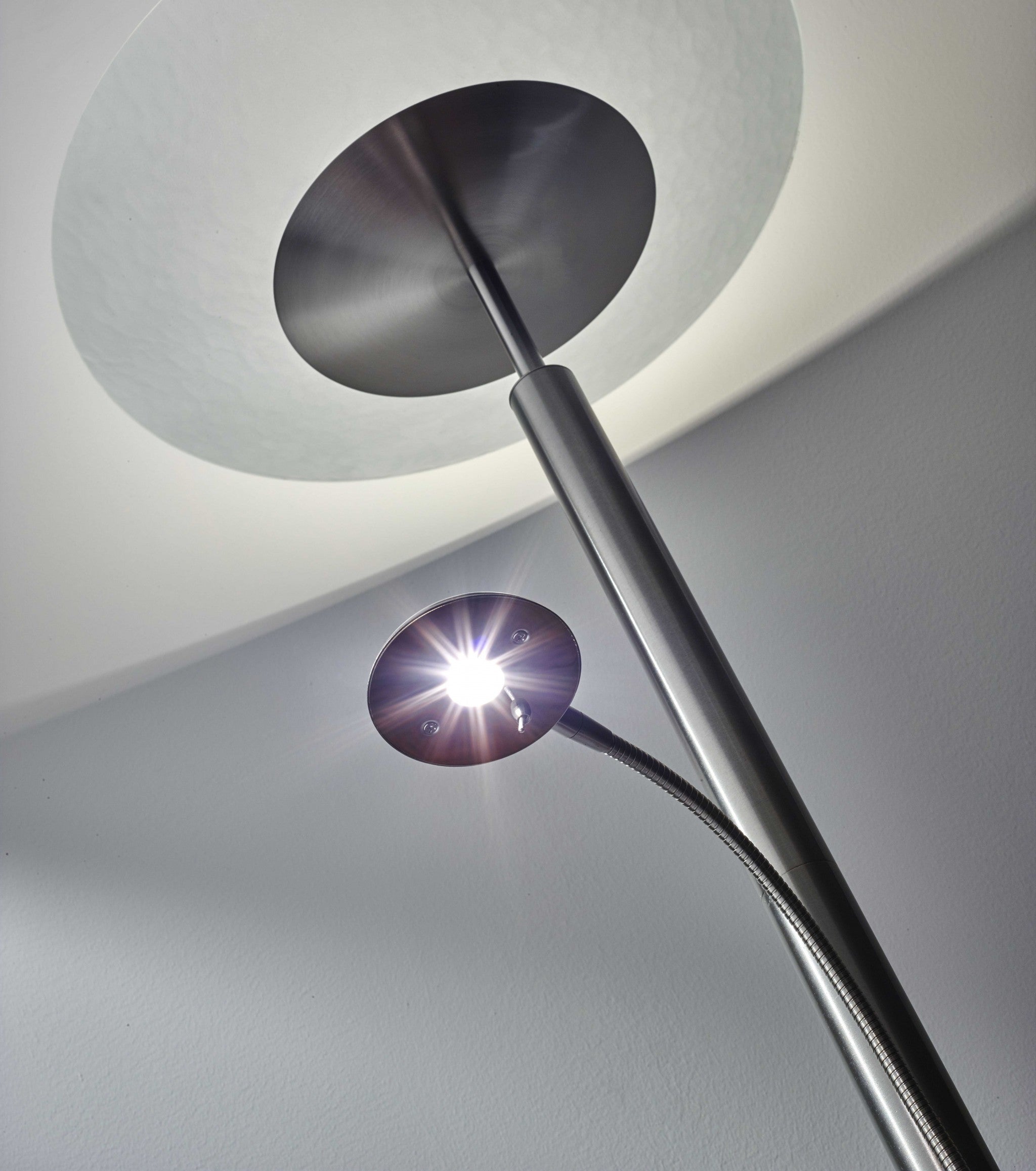 24" X 18" X 72" Brushed steel Metal LED Combo Torchiere