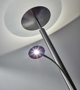 24" X 18" X 72" Brushed steel Metal LED Combo Torchiere