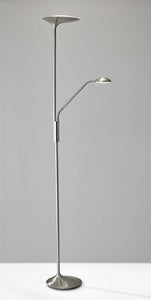21.5"  X 10" X 70.5" Brushed steel Metal LED Combo Torchiere