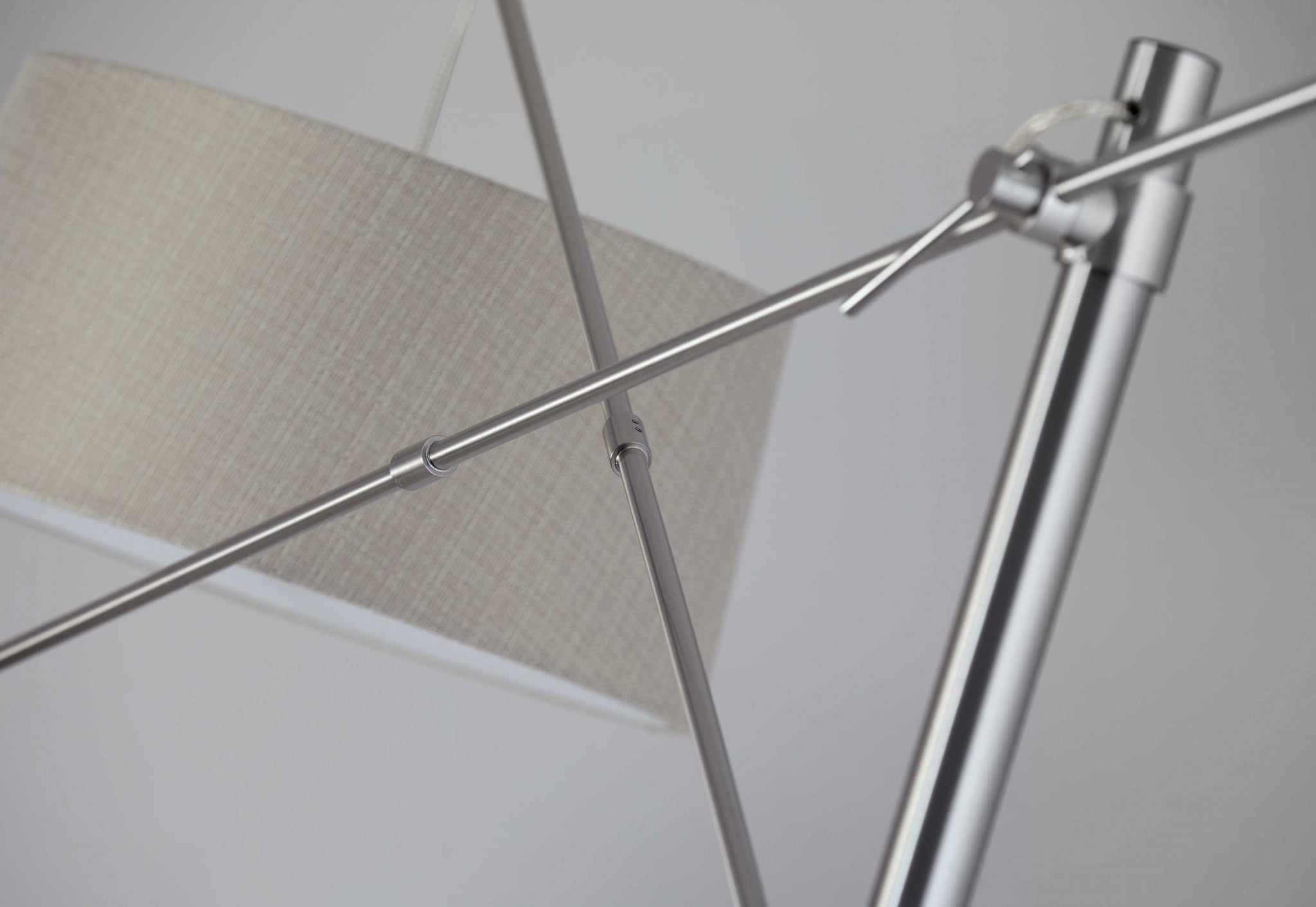 77" X 75"  X 78-102" Brushed Steel Metal Two-Arm Arc Lamp