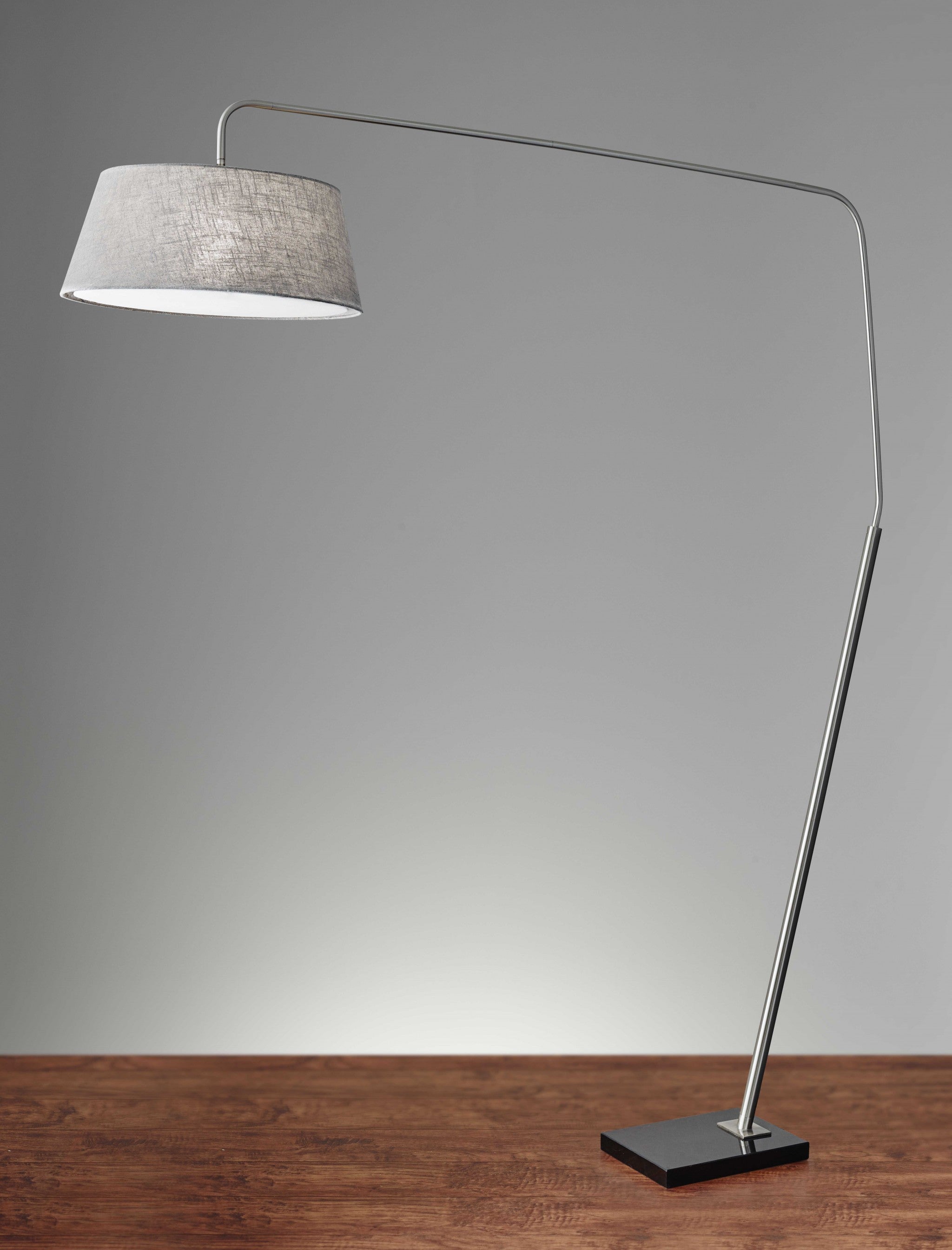 72" X 21.5" X 85" Brushed Steel Metal Arc Lamp