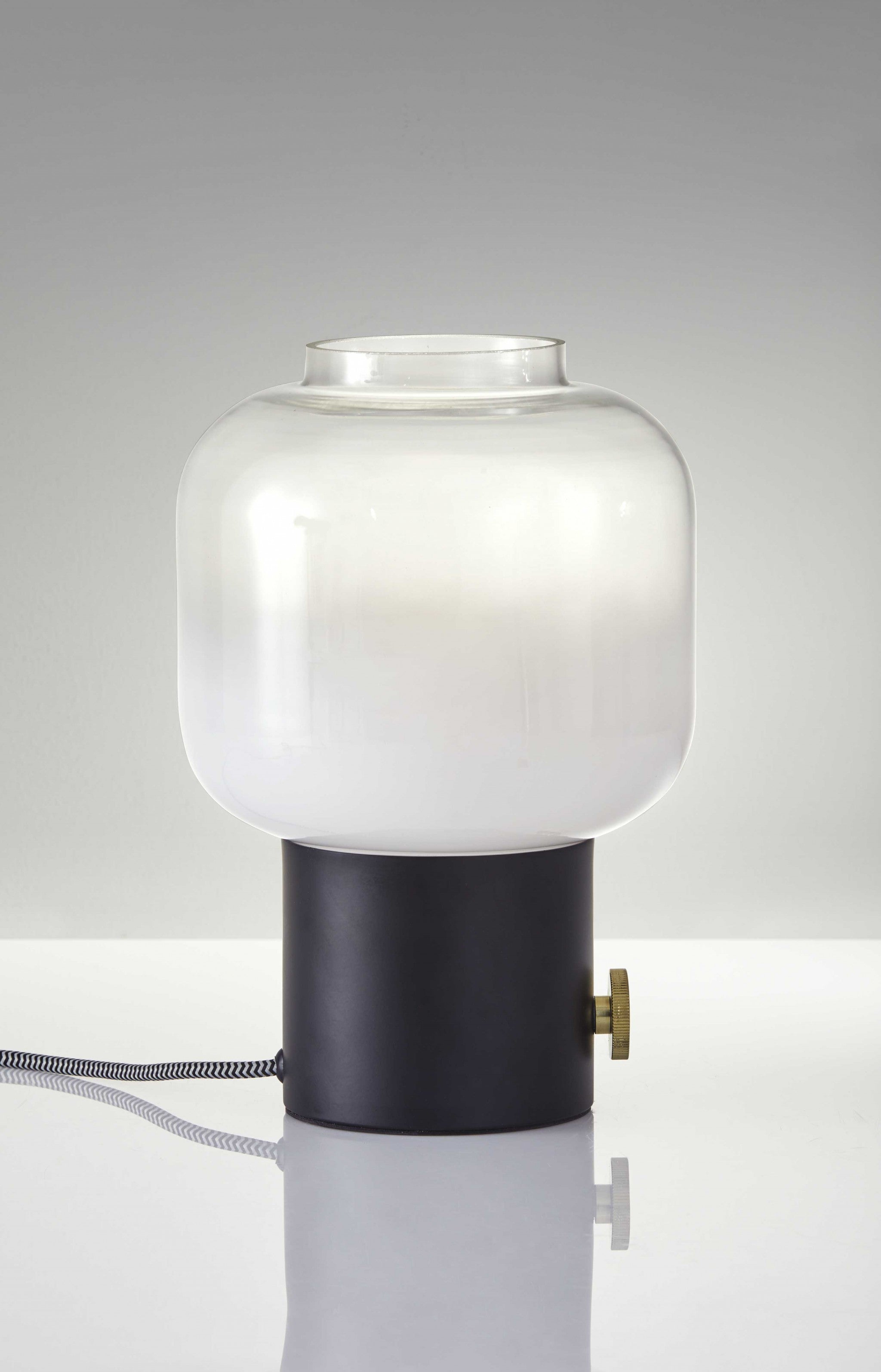 8" X 8" X 12" Black Glass Table Lamp