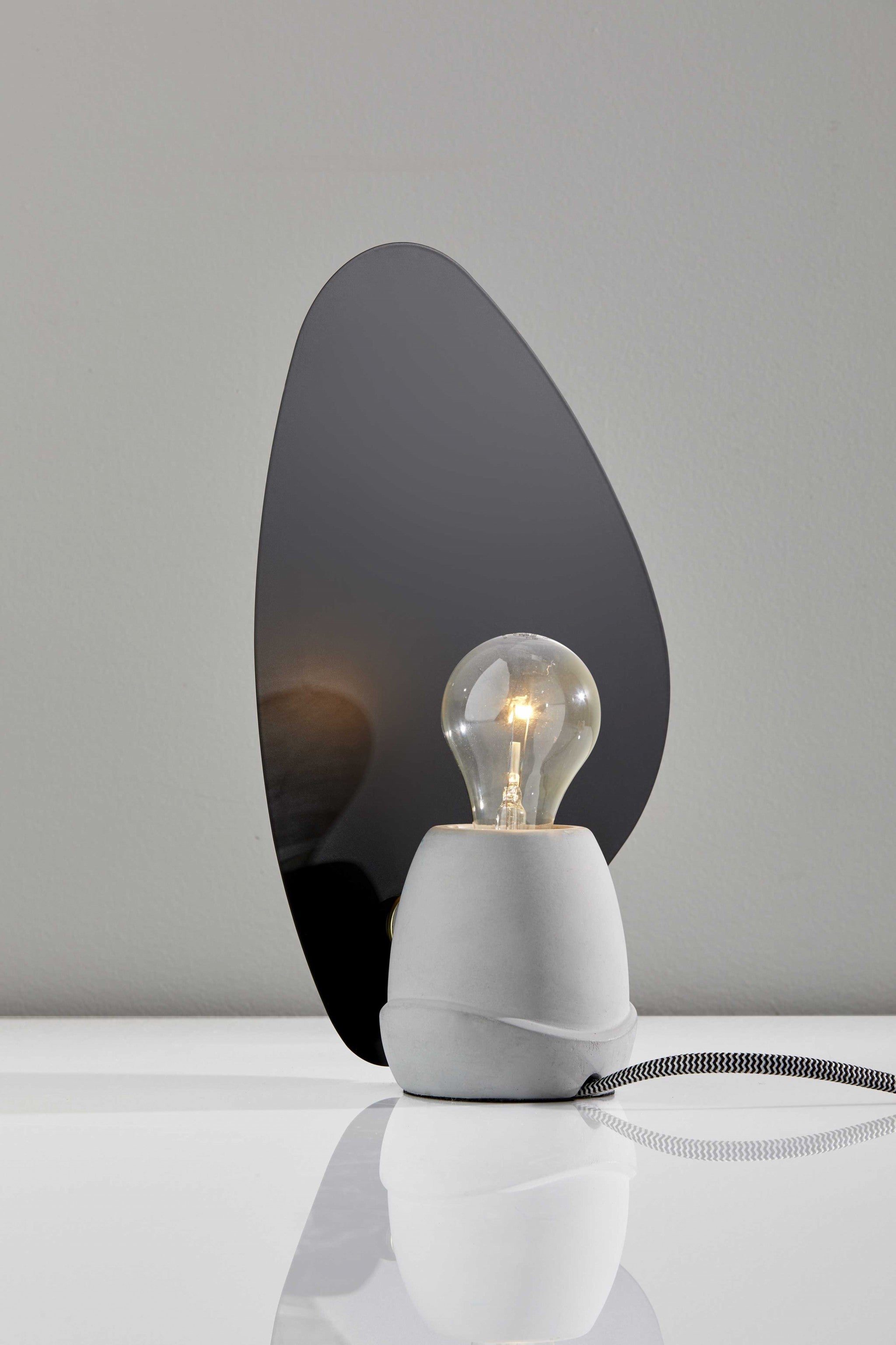 8.75" X 5" X 12.75" Black Concrete Table Lantern