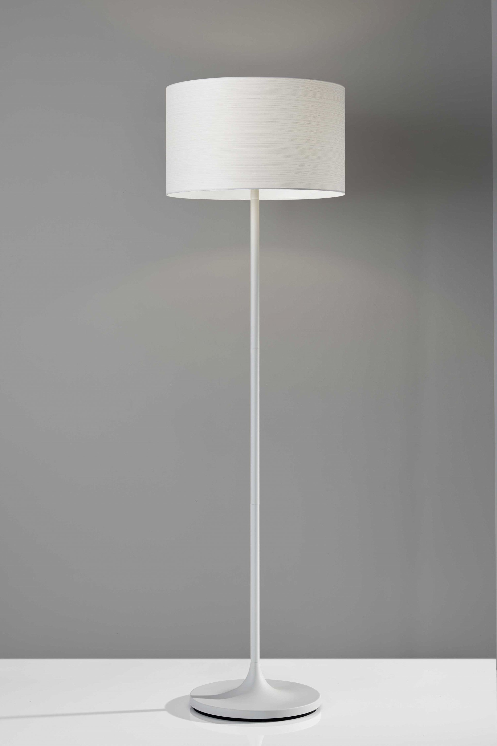 17.75" X 17.75" X 60" White Metal Floor Lamp