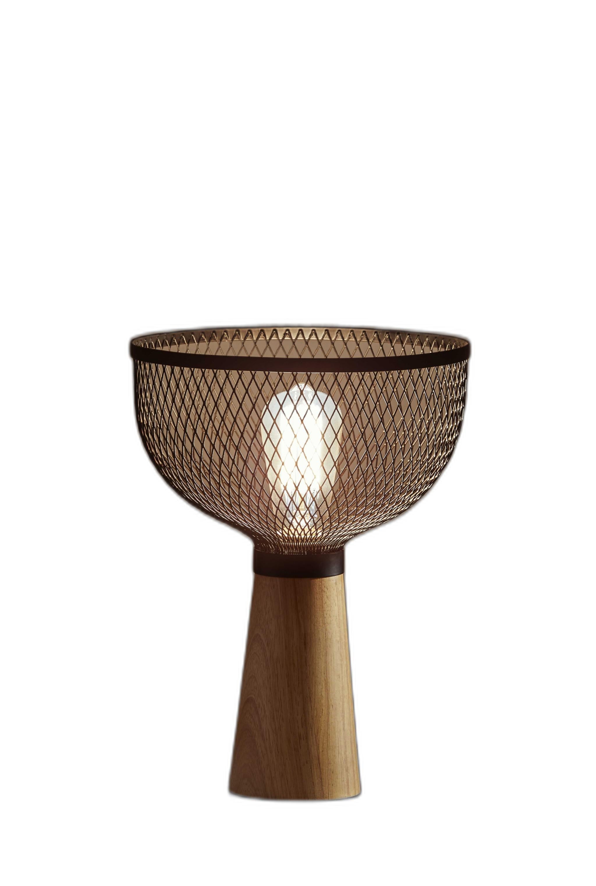 Upturned Black Metal Cage Table Lamp