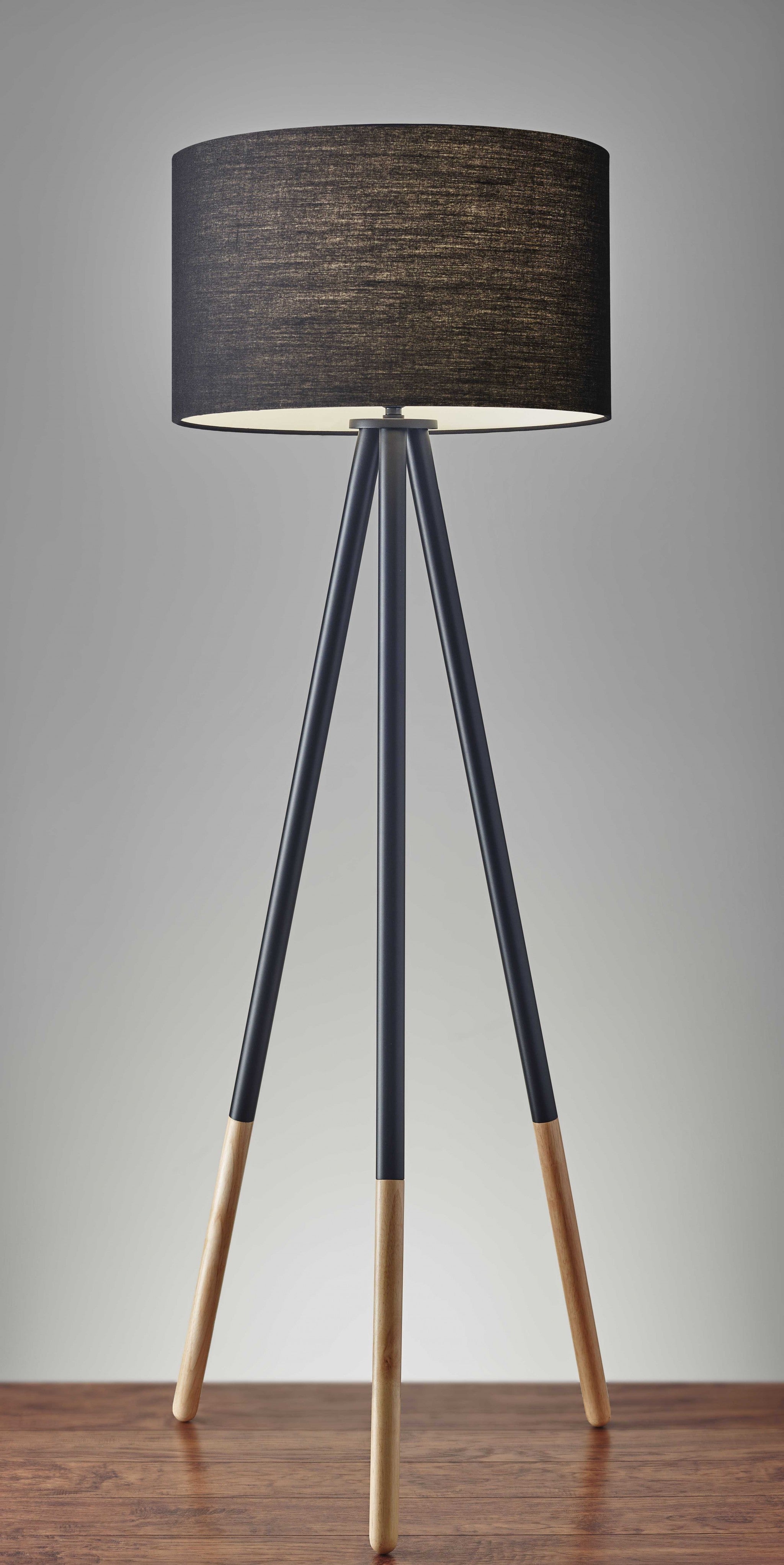 22" X 22" X 60.25" Black Metal Floor Lamp