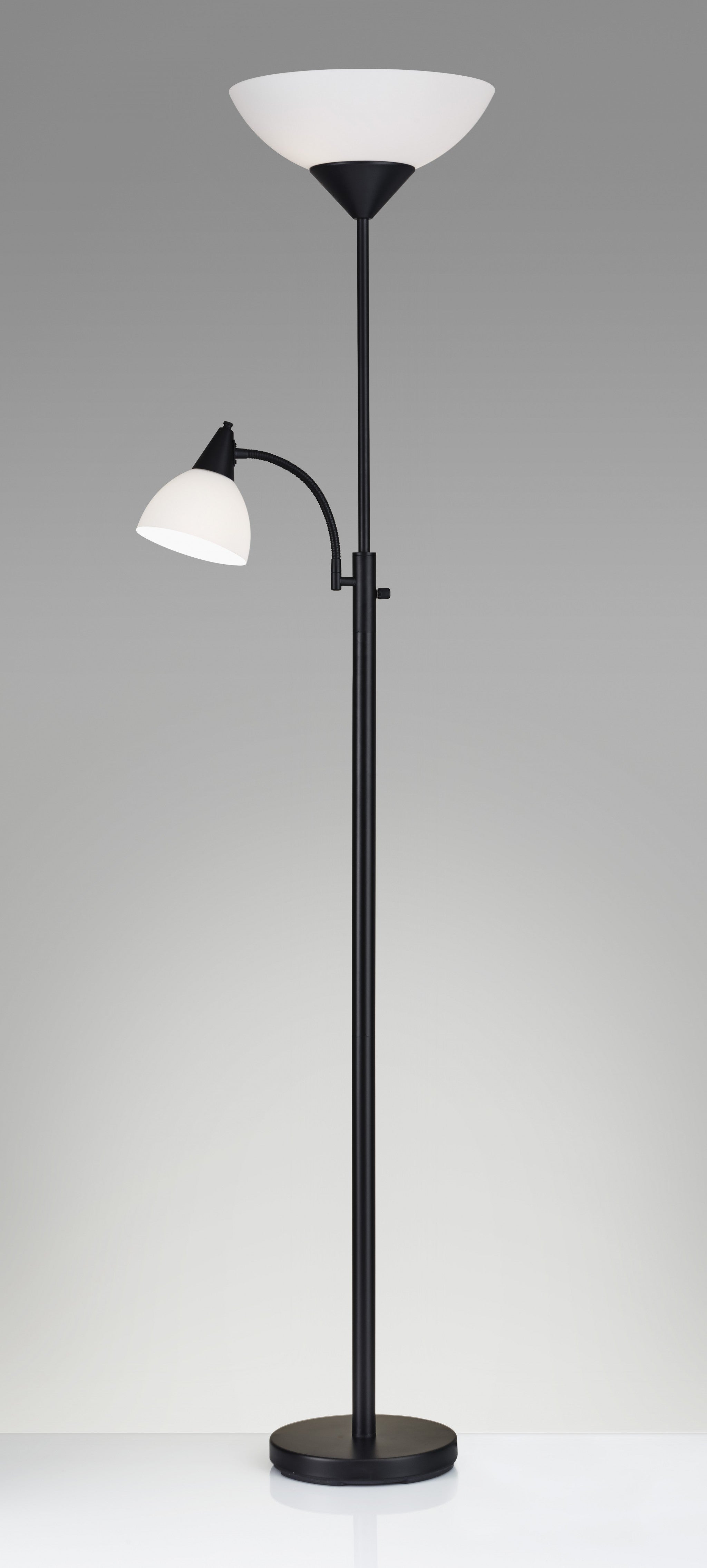 22" X 14" X 71" Black Metal 300W Combo Torchiere