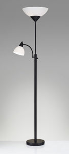 22" X 14" X 71" Black Metal 300W Combo Torchiere