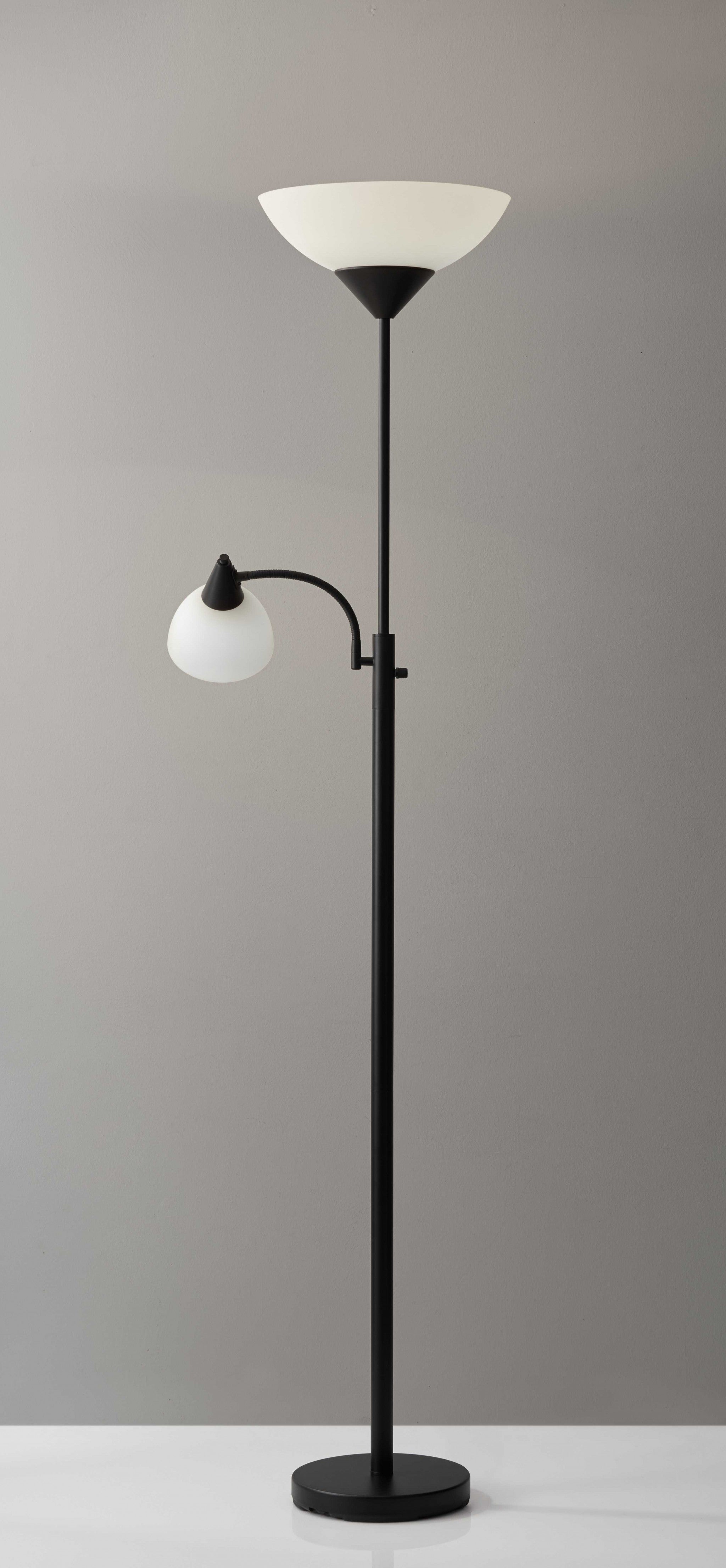 22" X 14" X 71" Black Metal 300W Combo Torchiere