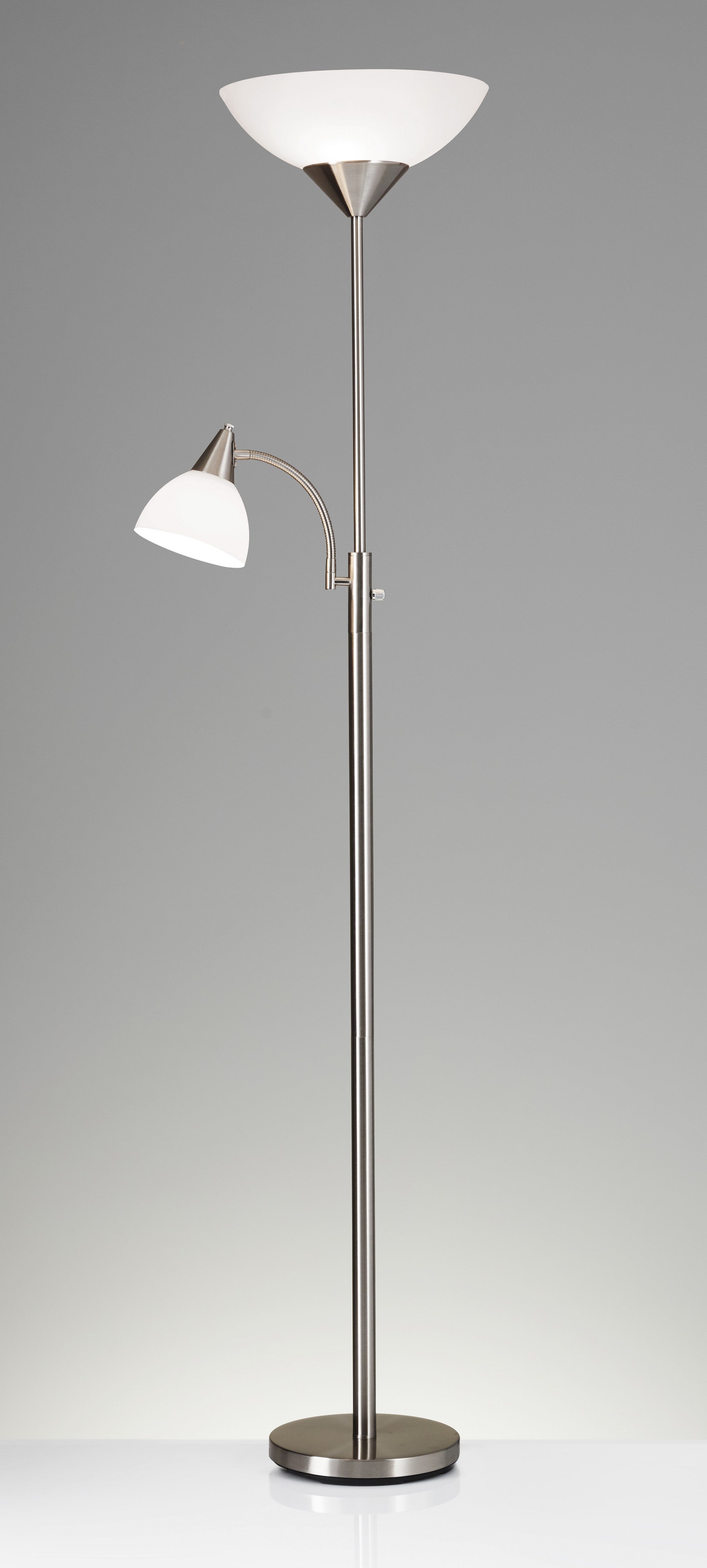 22" X 14" X 71" Brushed steel Metal 300W Combo Torchiere