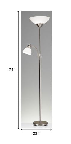 Torchiere Plus Chairside Floor Lamp in Black Metal