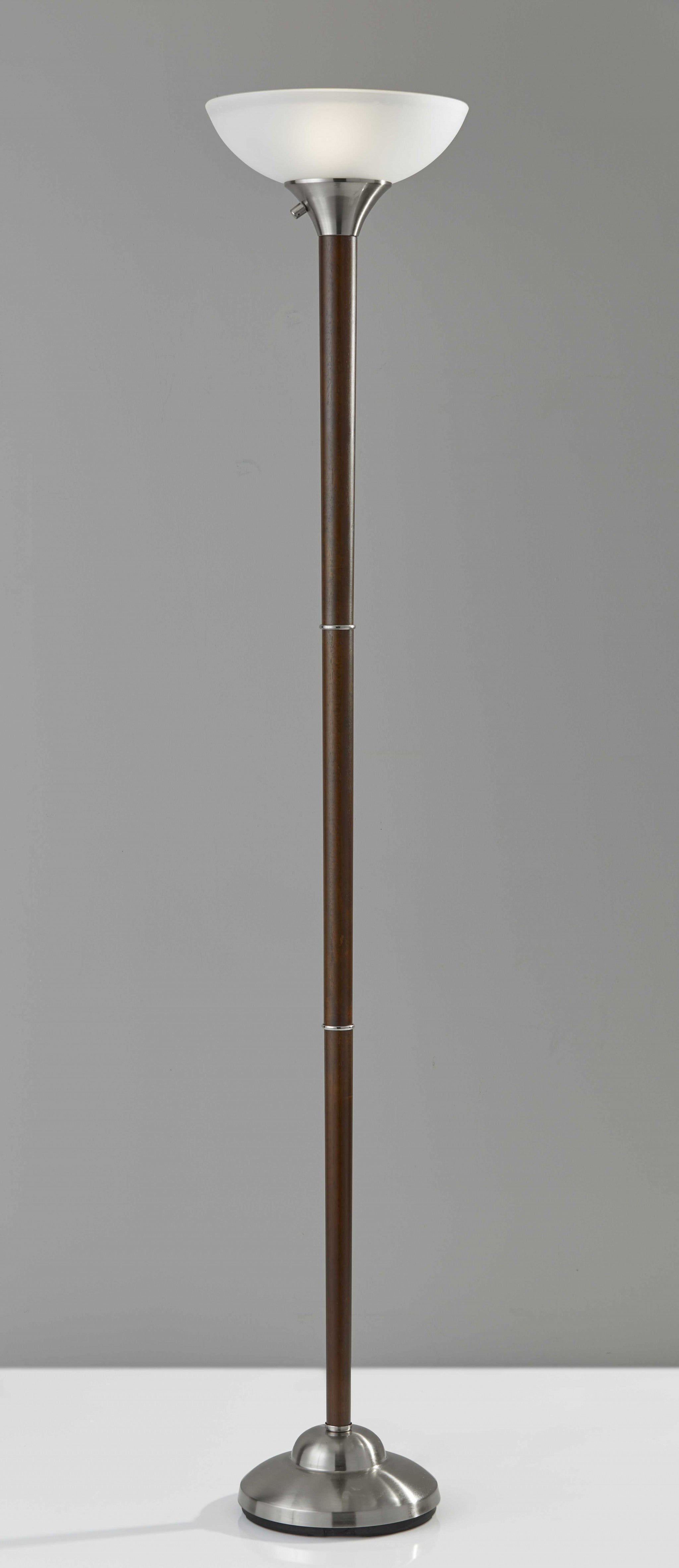 13.75" X 13.75" X 71" Walnut Metal 300W Torchiere