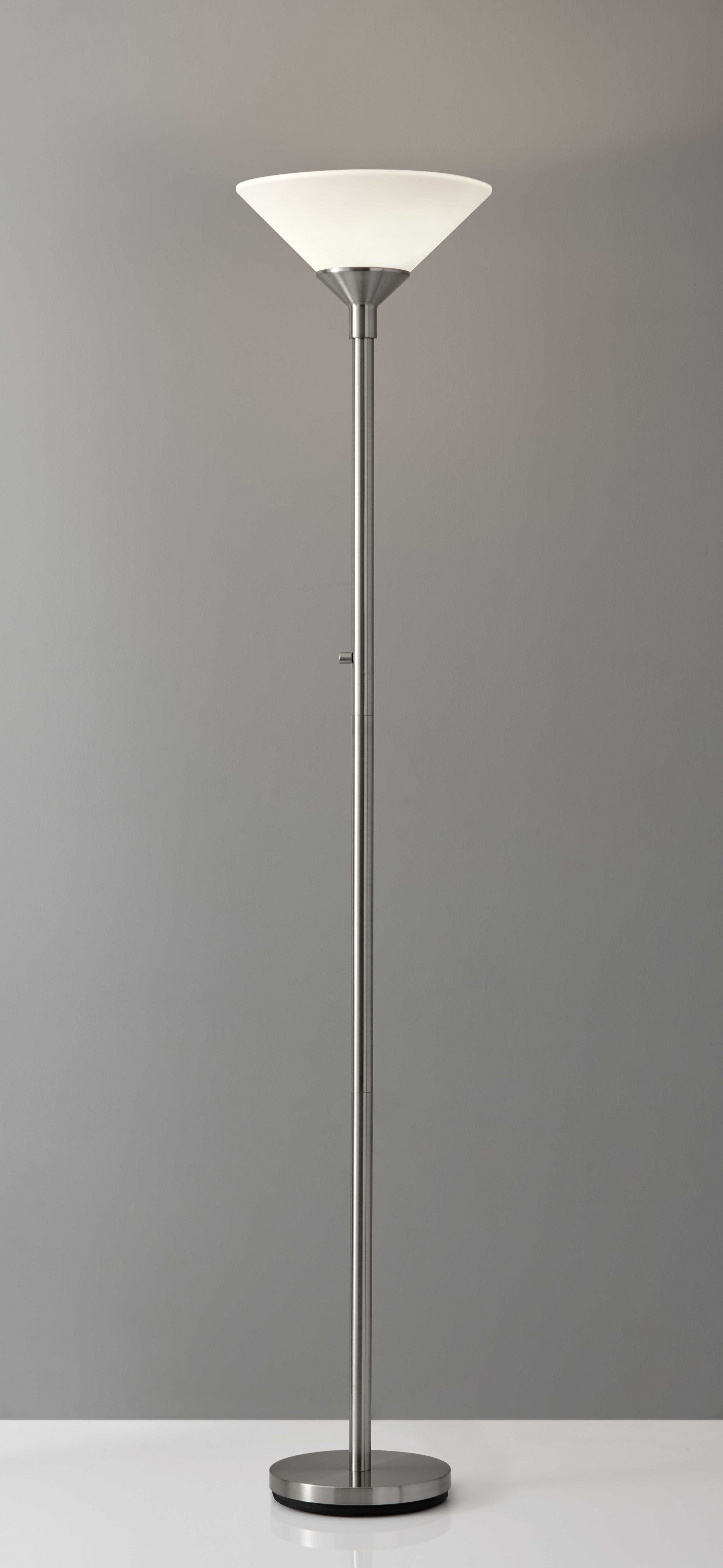 14" X 14" X 73" Brushed steel Metal 300W Torchiere