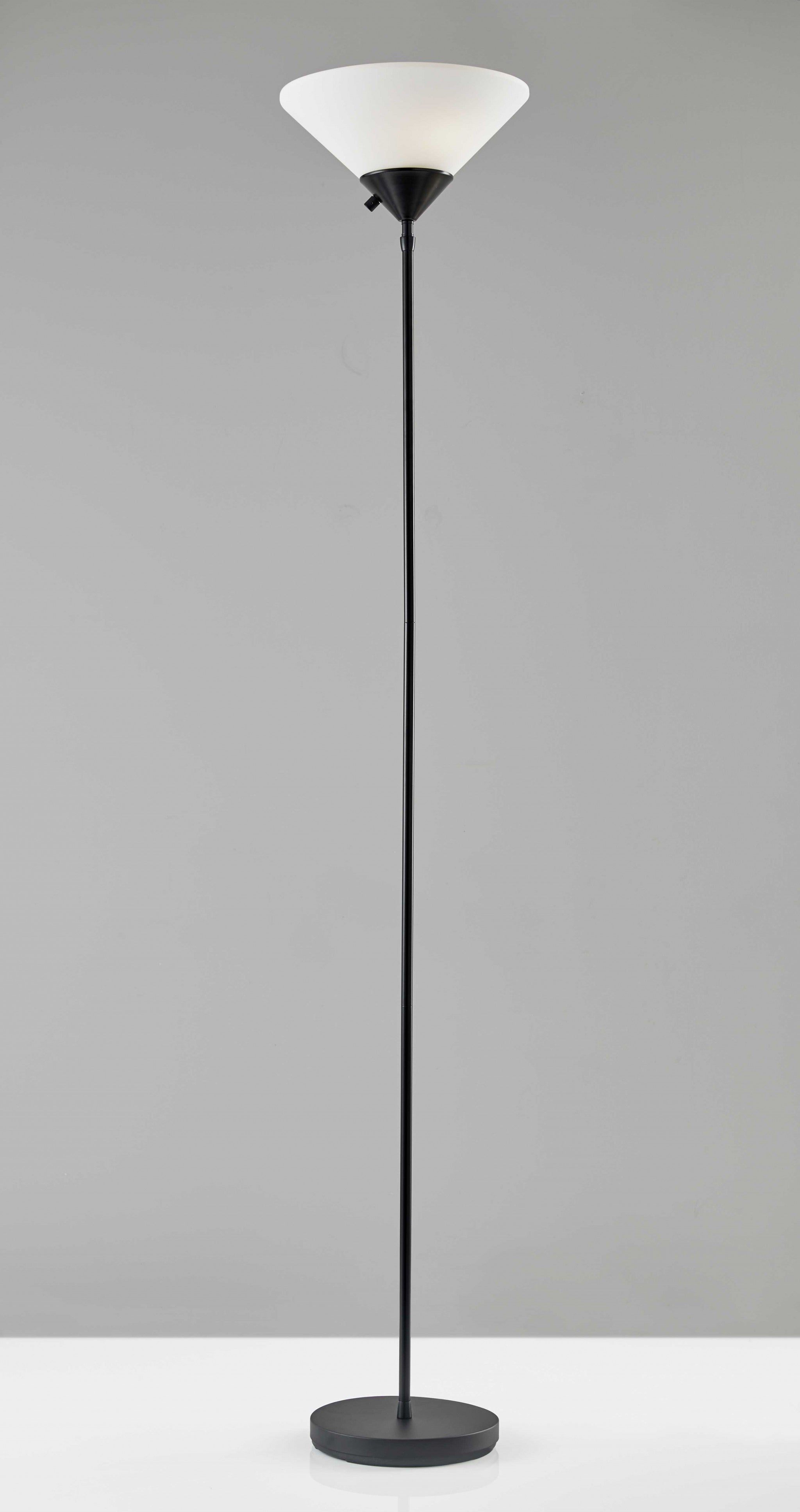 14" X 14" X 73" Black Metal 300W Torchiere