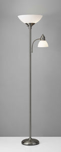 21" X 13.75" X 71" Brushed steel Metal 300W Combo Torchiere